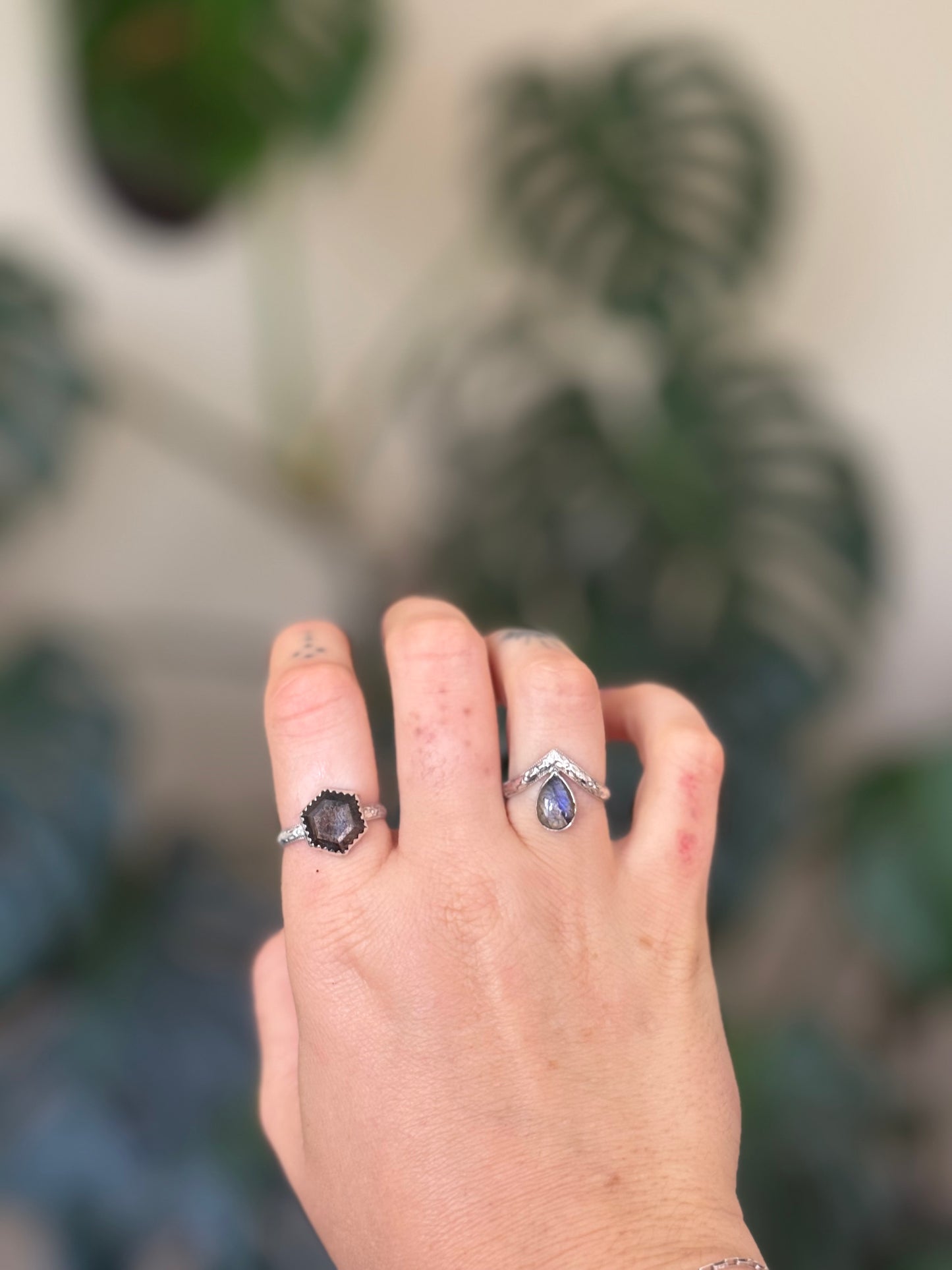 Gold Sheen Sapphire Hexagon Ring size 8