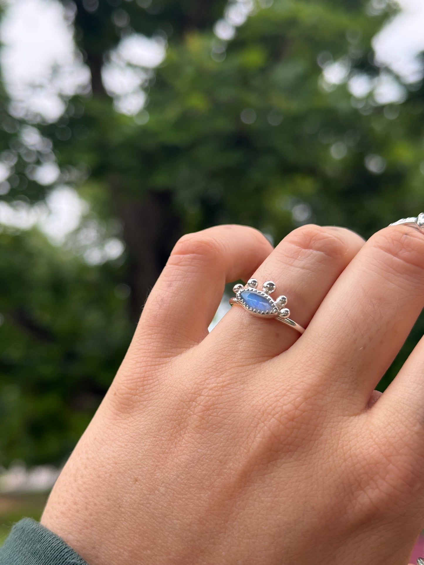 Marquise Moonstone Eye Ring size 6
