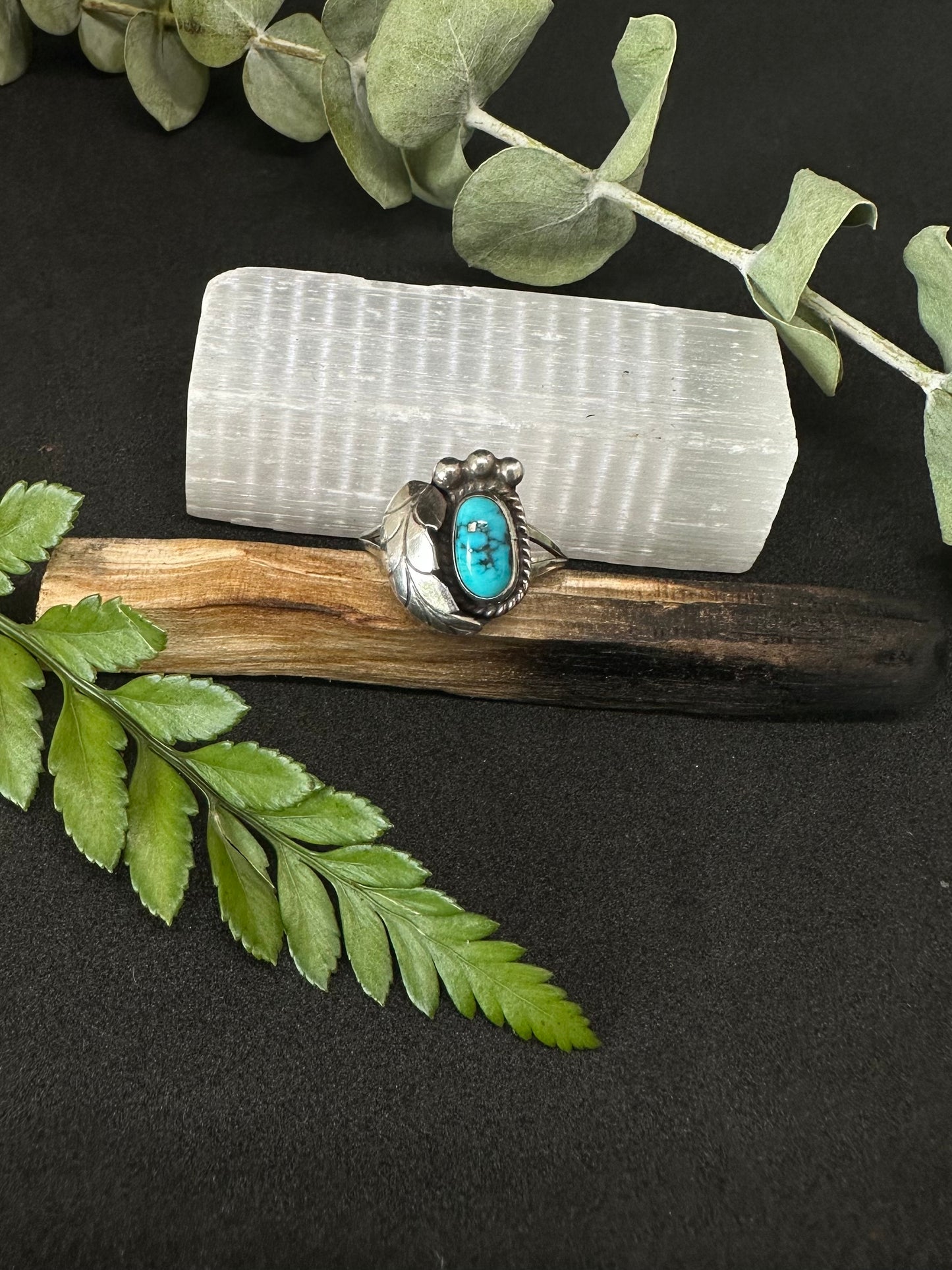 Vintage Turquoise Feather Ring