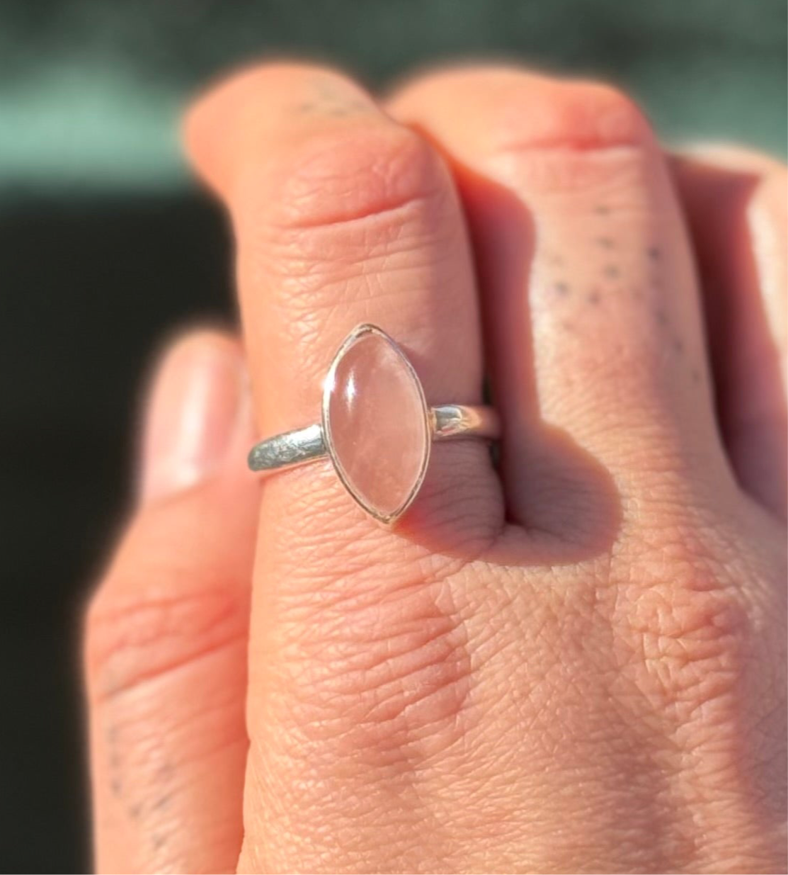 Rose Quartz Marquise Ring size 10
