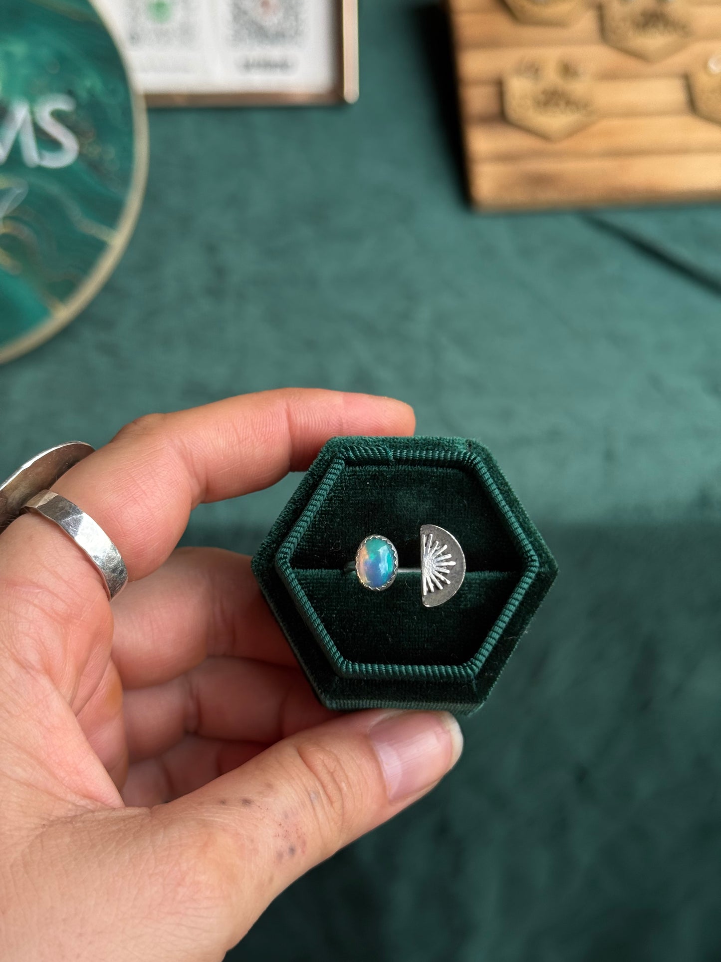 Midnight Sun Ring in Opal size 5-7