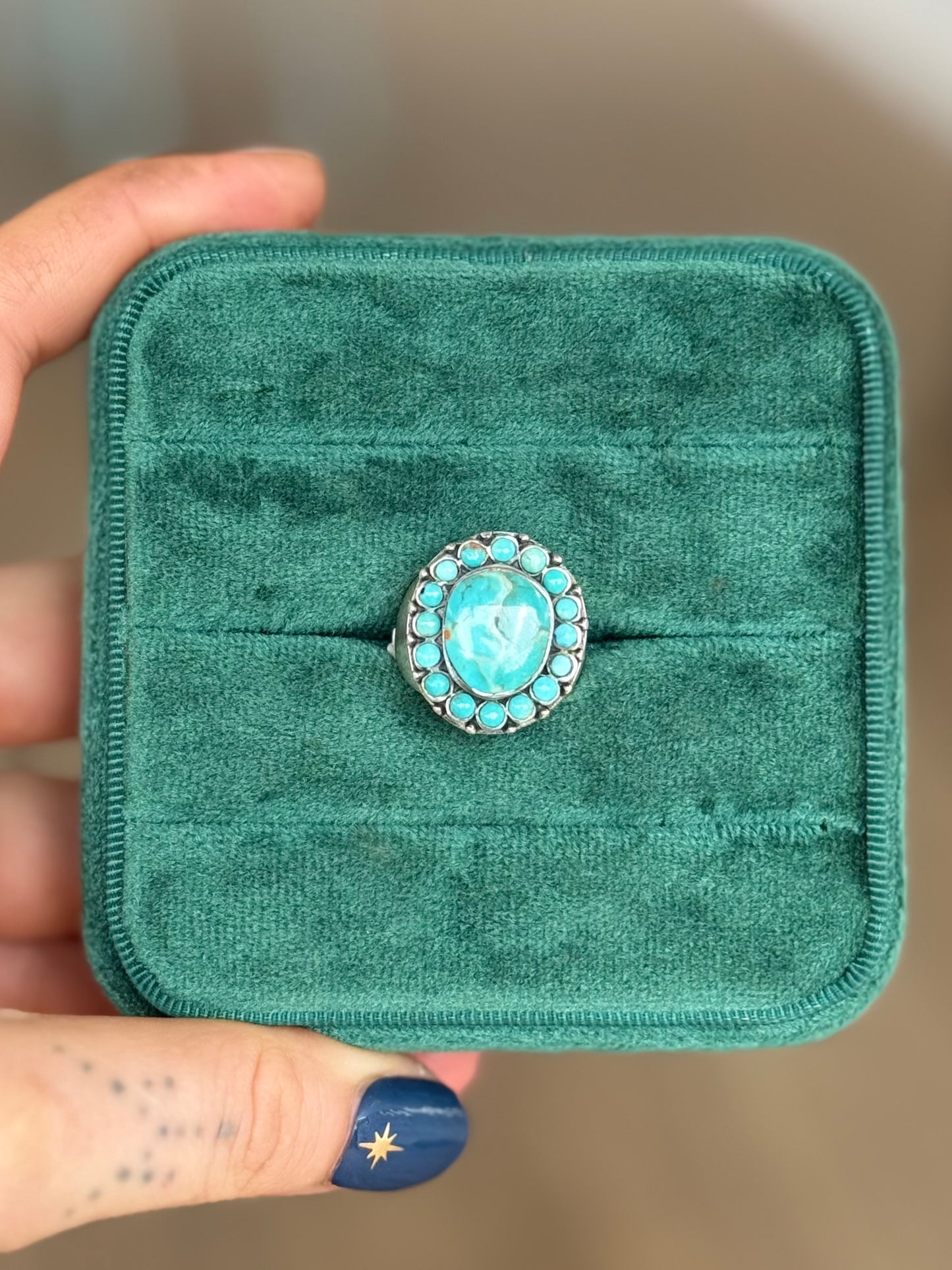 Turquoise Vintage Cluster Ring size 6