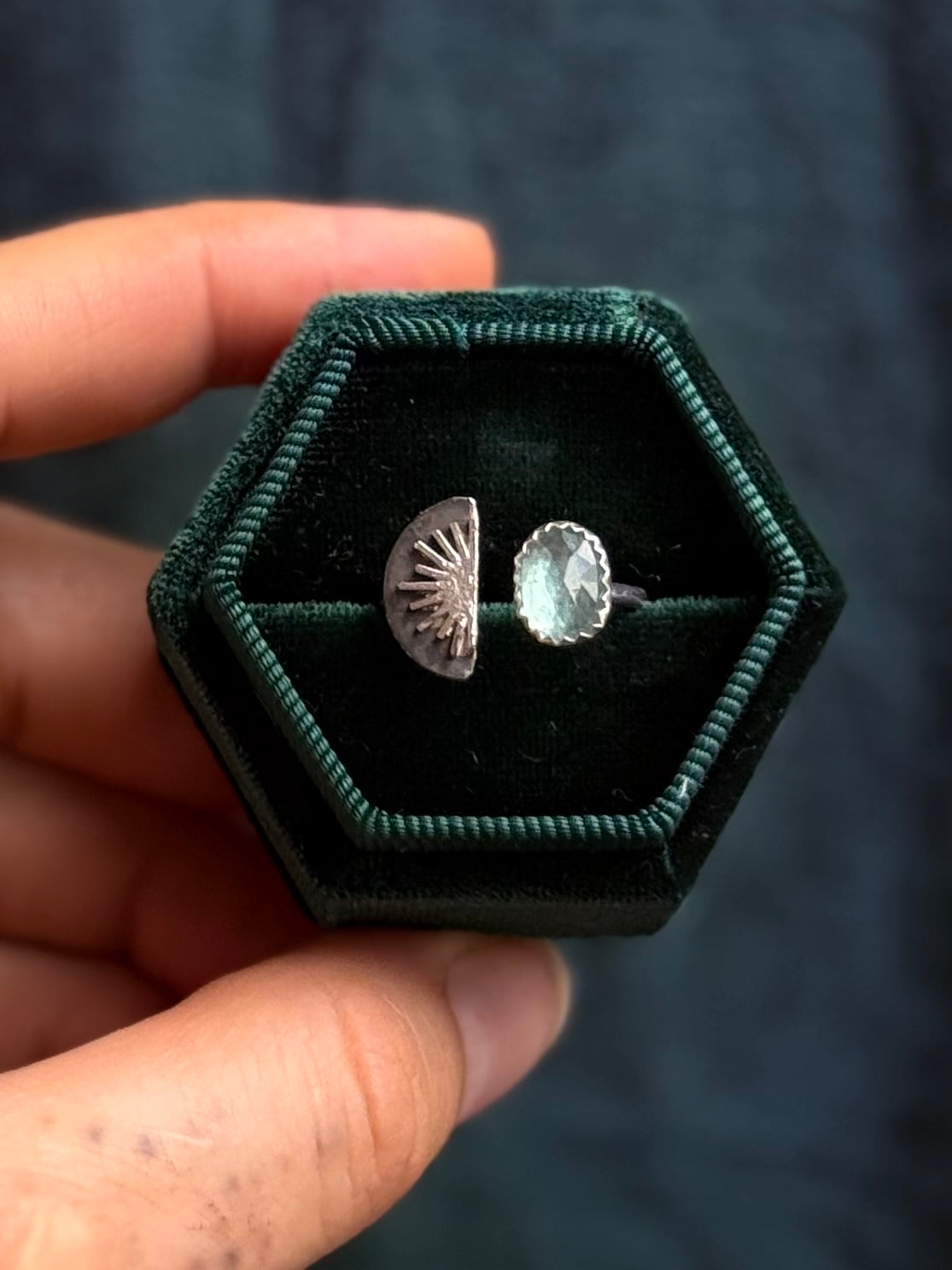 Midnight Sun Ring in Apatite size 5-7
