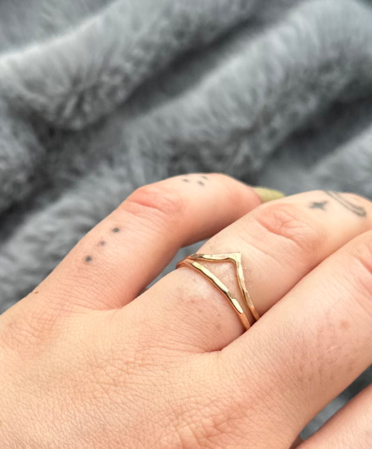 Gold Filled Stacking Rings • Gold Filled V Ring •  Gold filled beaded ring • Gold Filled Medallion Ring • Gold Filled Hammered ring • Middy