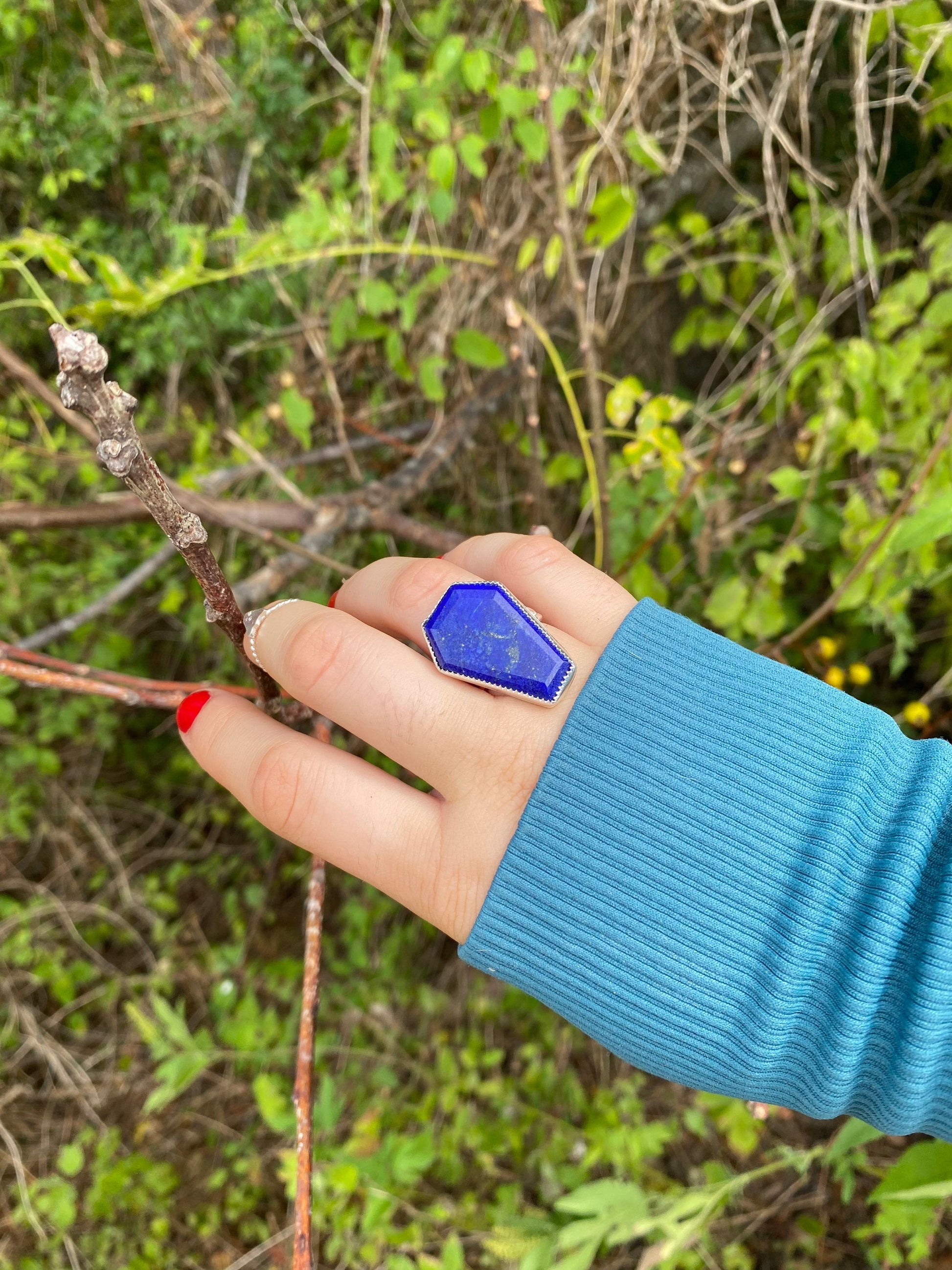 The Coffin Ring • Pyrite Black Tourmaline Tigers Eye Labradorite Agate • Sterling silver Halloween ring