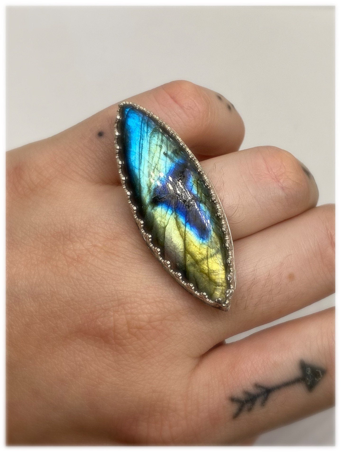 Labradorite third eye ring • silver eye ring • labradorite eye • size 7 • unique labradorite ring • big labradorite ring