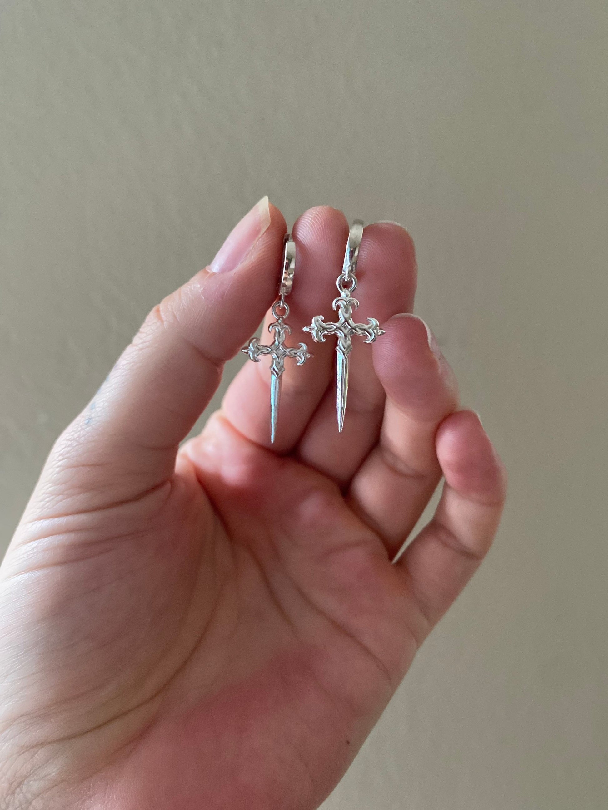 Tiny Dagger Huggies • Sterling Hoops • Knife HUGGIES • knife earrings