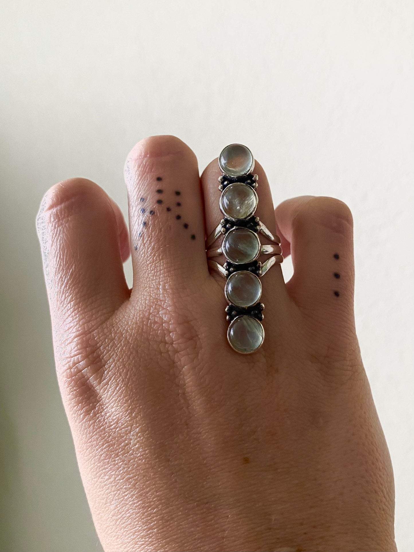 Prehnite Statement Ring • Size 6-9 • Long Green ring • Green stone statement ring • Prehnite Silver Ring