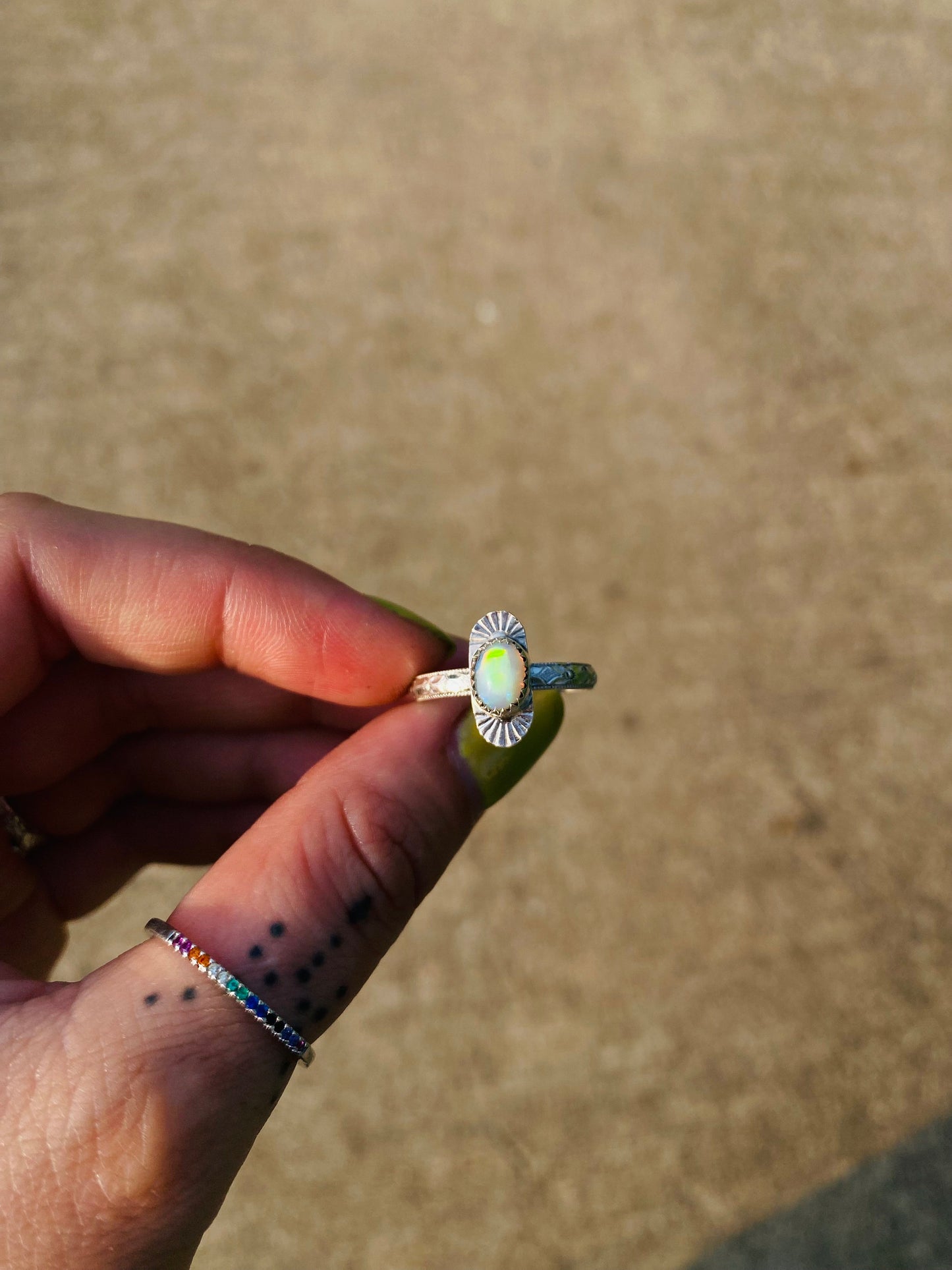 Rise Ring with Welo Opal • Unique Sterling Silver Opal Ring