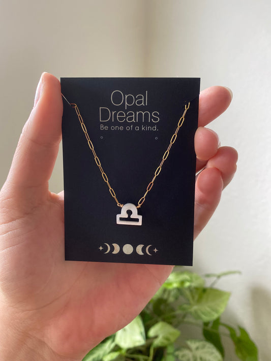 Mother of Pearl Zodiac Choker • Zodiac necklace • gold zodiac necklace