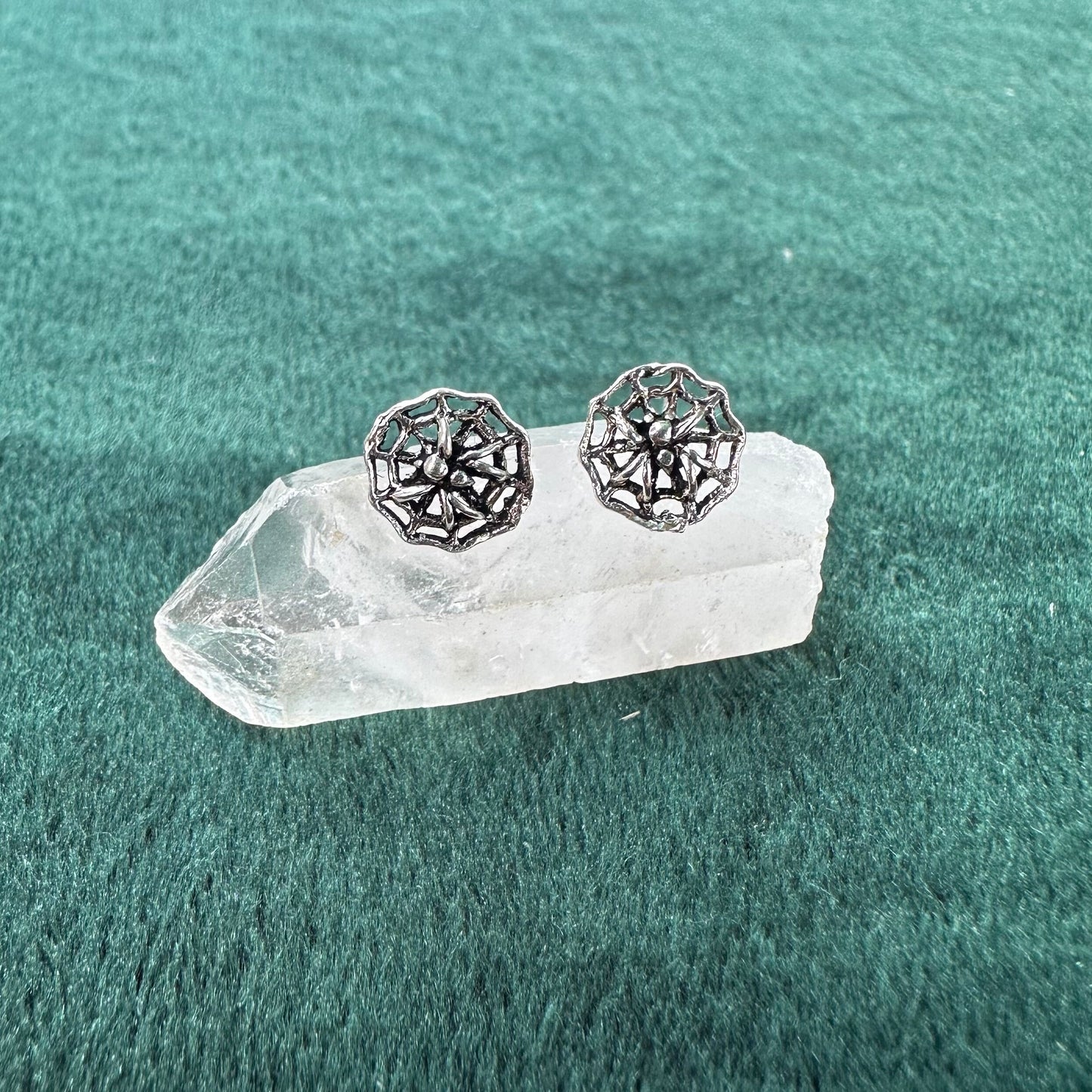 Caught in Her Web Studs in Sterling Silver