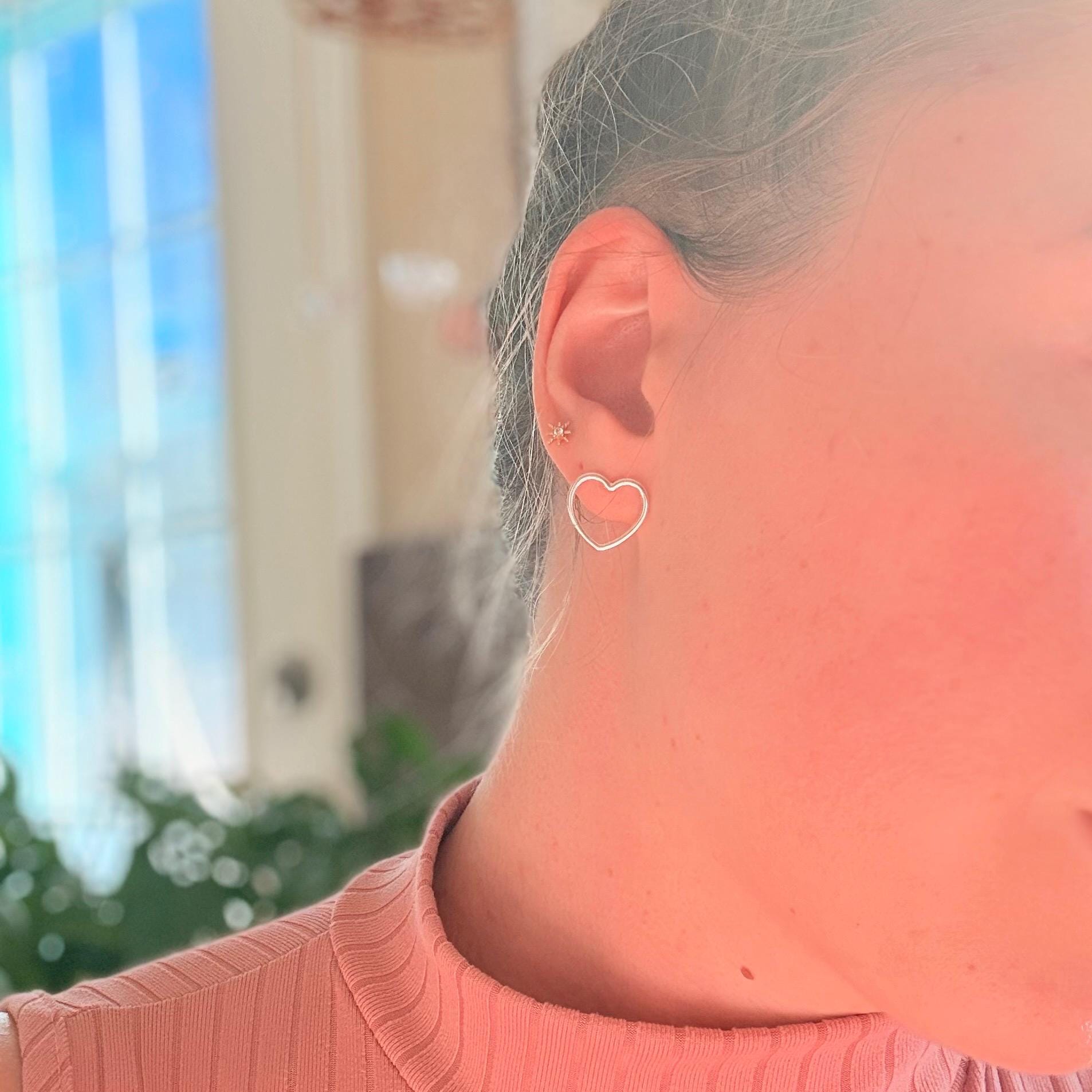 Heart Studs in sterling silver • Heart jewelry set