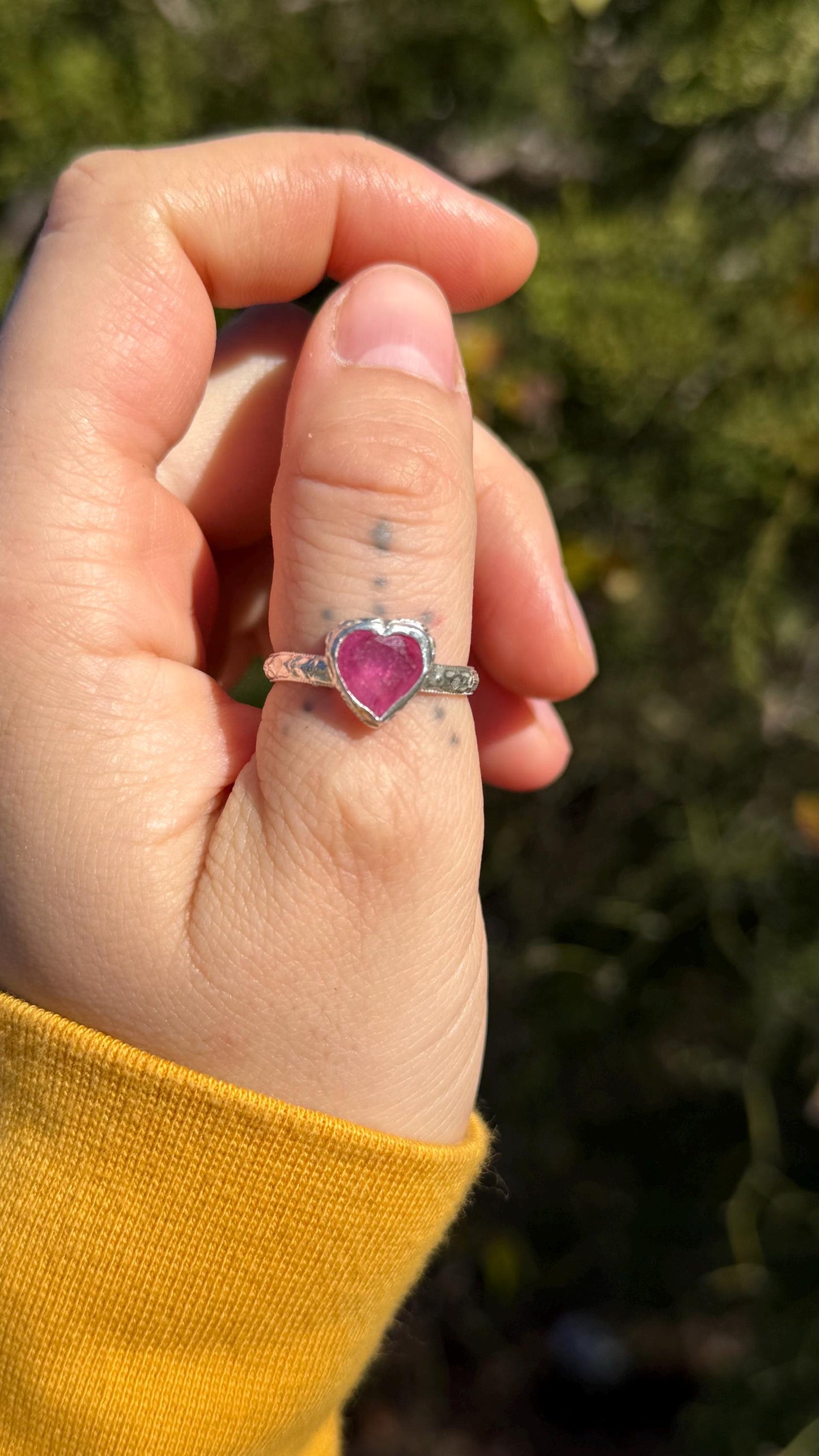 Queen of Hearts Ruby Ring in sterling silver