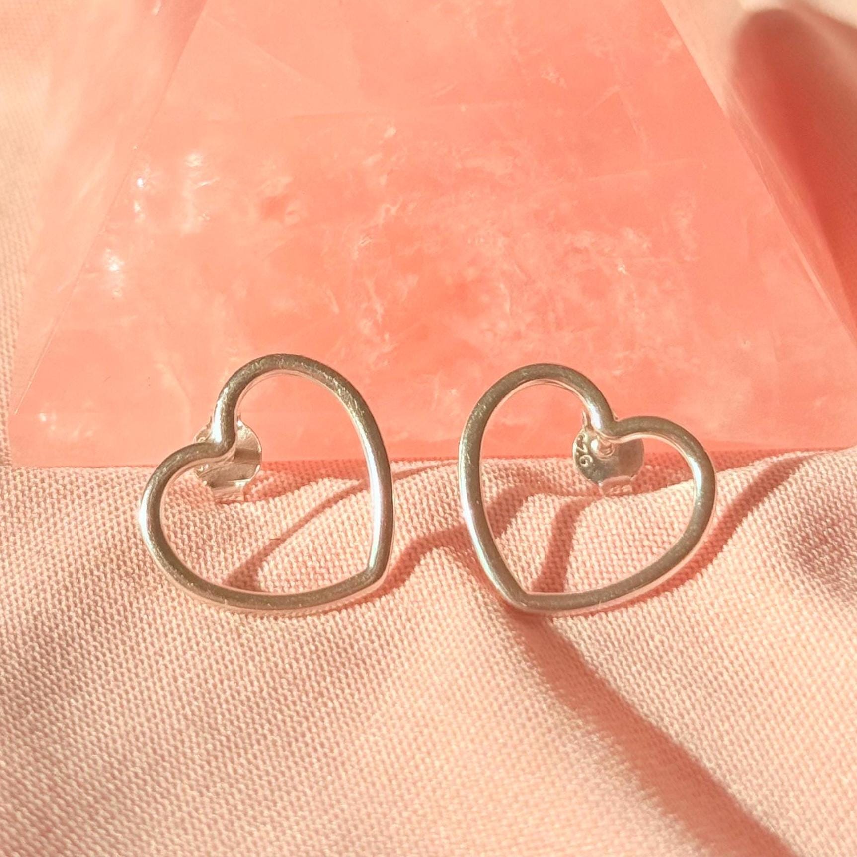 Heart Studs in sterling silver • Heart jewelry set