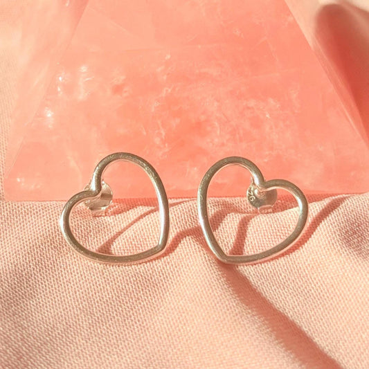 Heart Studs in sterling silver • Heart jewelry set