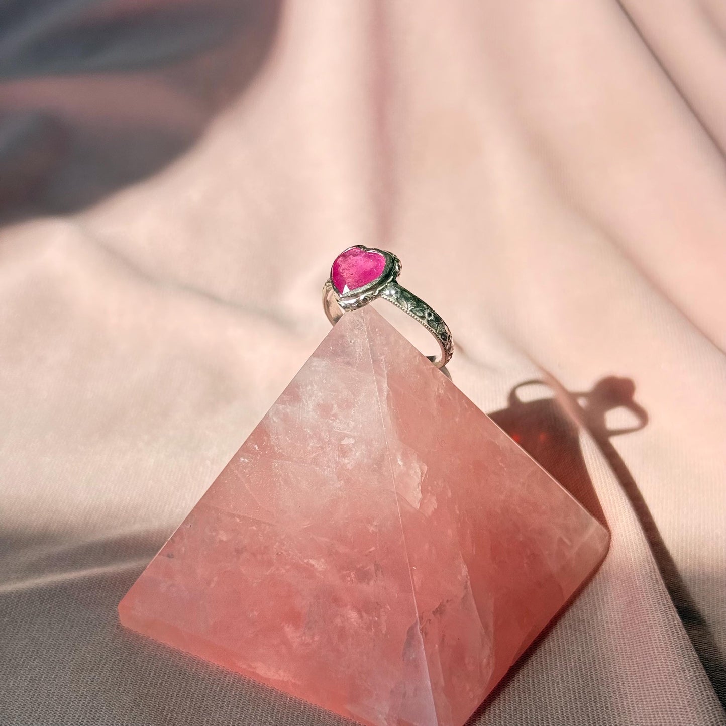 Queen of Hearts Ruby Ring in sterling silver