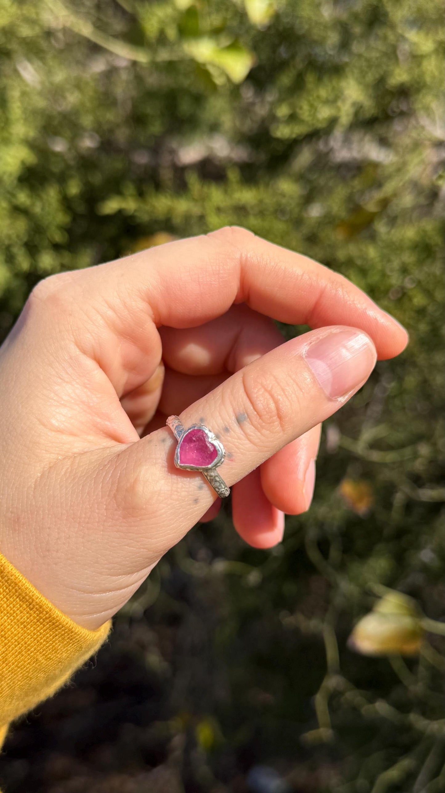 Queen of Hearts Ruby Ring in sterling silver