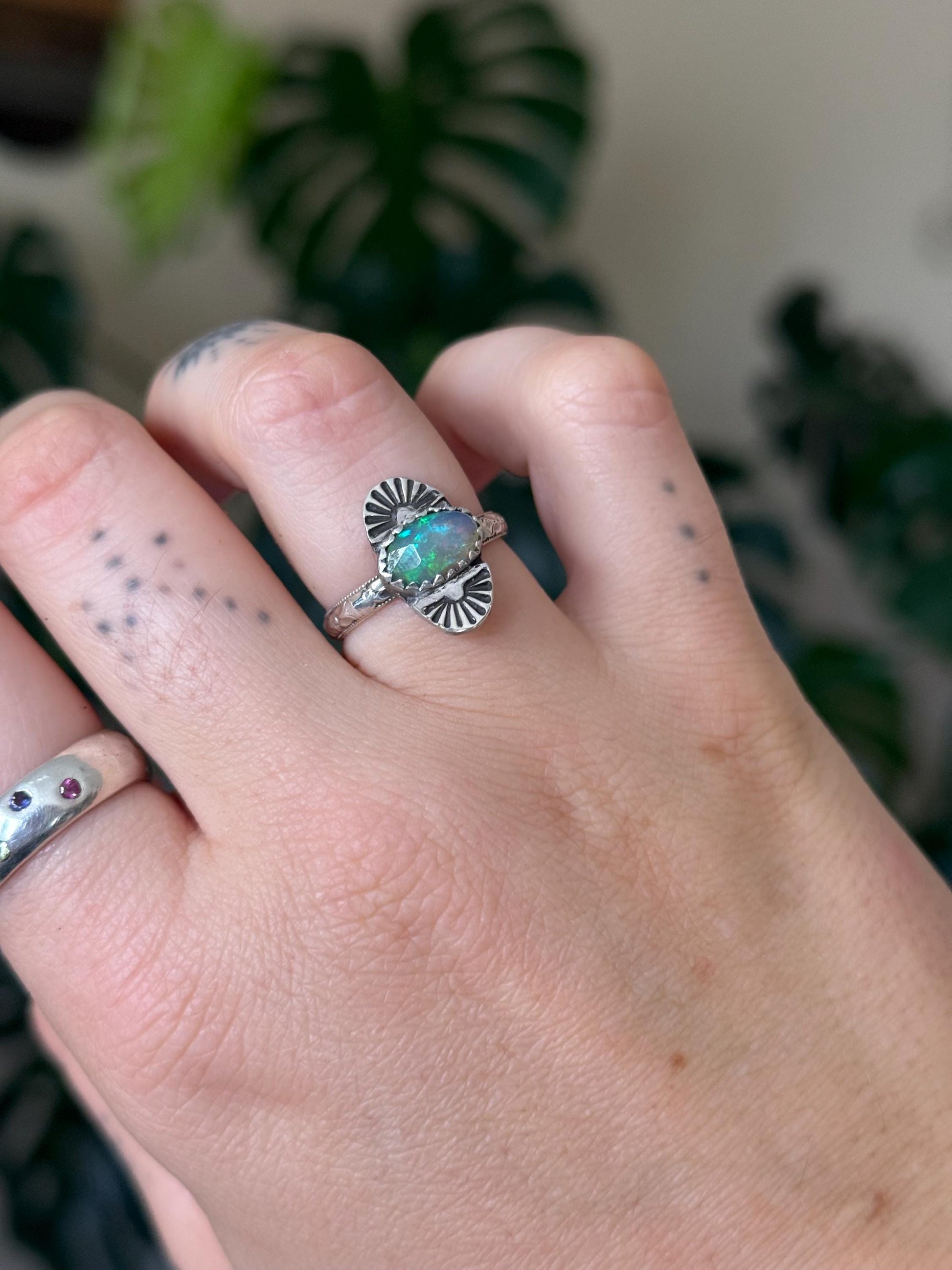 Rise Ring with Welo Opal size 6.5 • Unique Sterling Silver Opal Ring