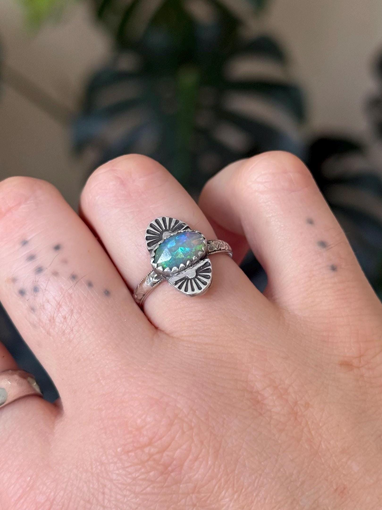 Rise Ring with Welo Opal size 6.5 • Unique Sterling Silver Opal Ring
