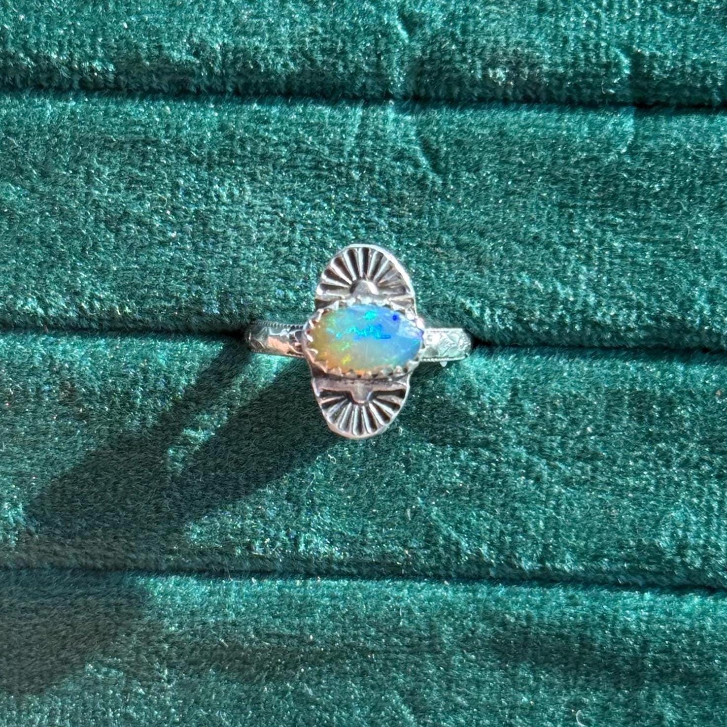 Rise Ring with Welo Opal size 6.5 • Unique Sterling Silver Opal Ring