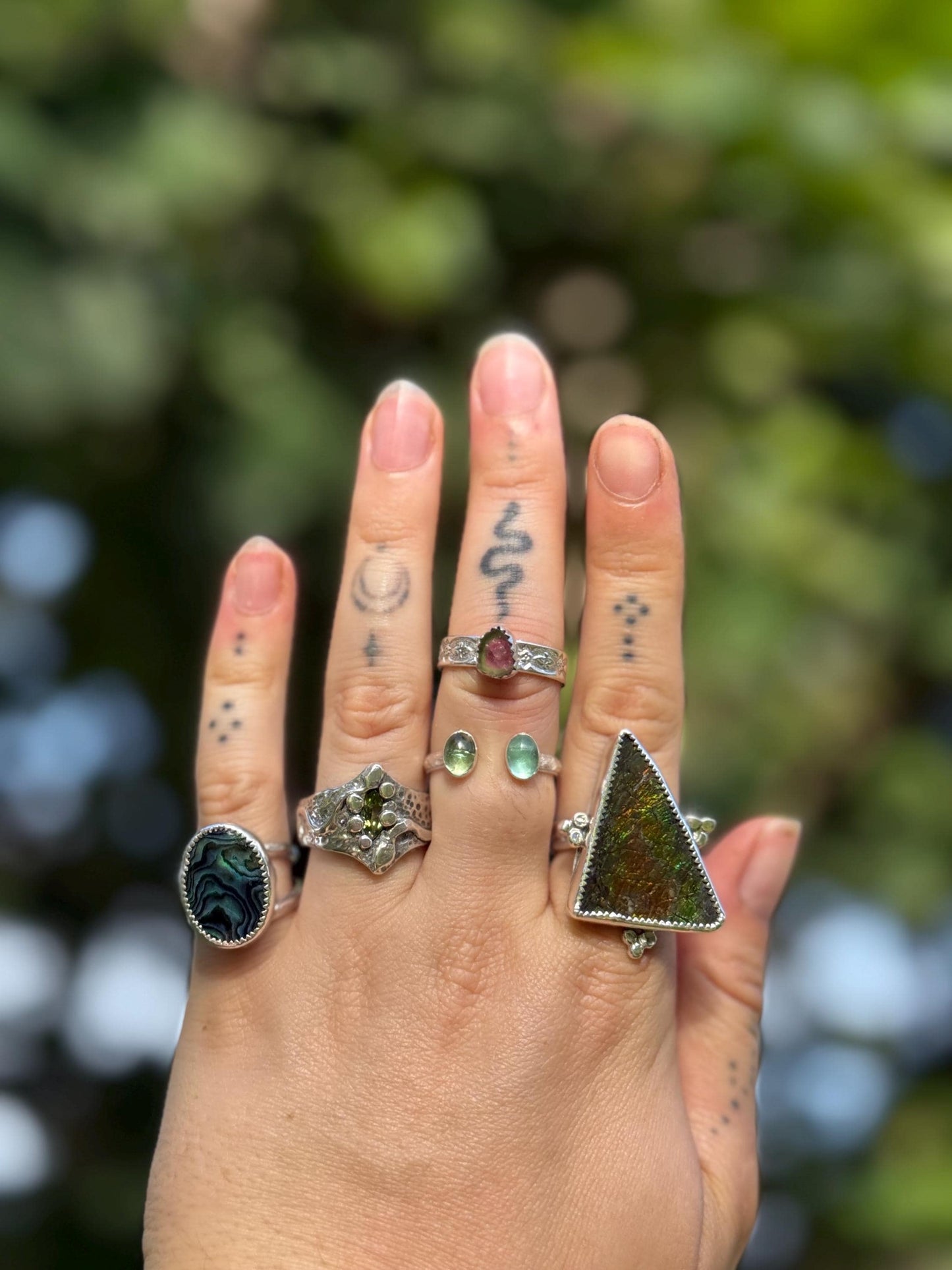 Tourmaline Adjustable/bypass Ring in sterling