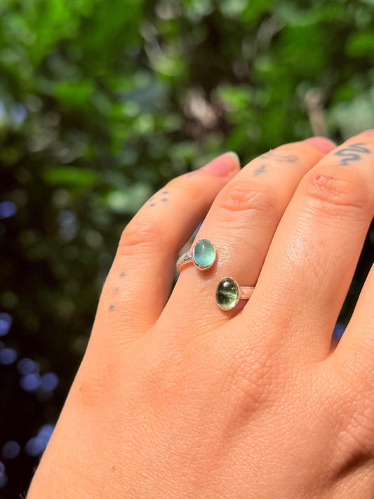 Tourmaline Adjustable/bypass Ring in sterling