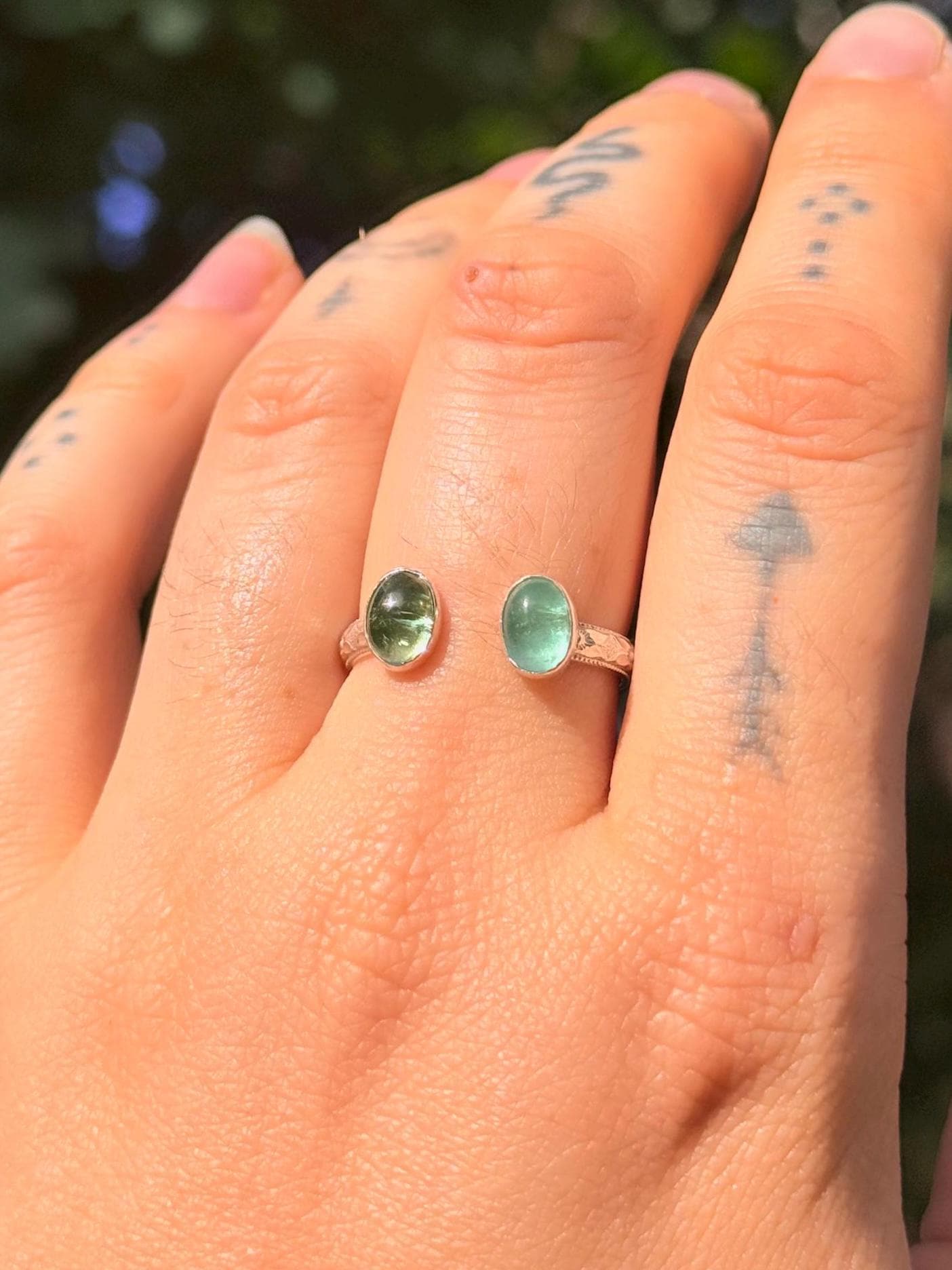 Tourmaline Adjustable/bypass Ring in sterling