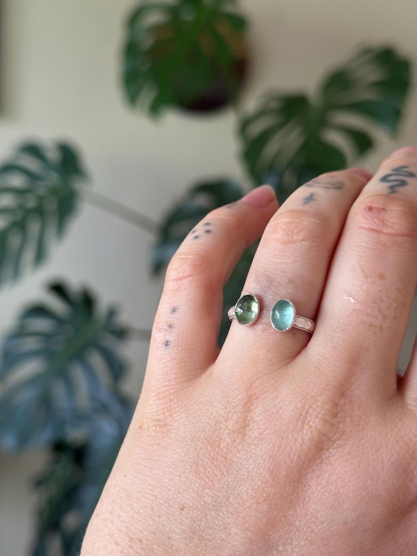 Tourmaline Adjustable/bypass Ring in sterling