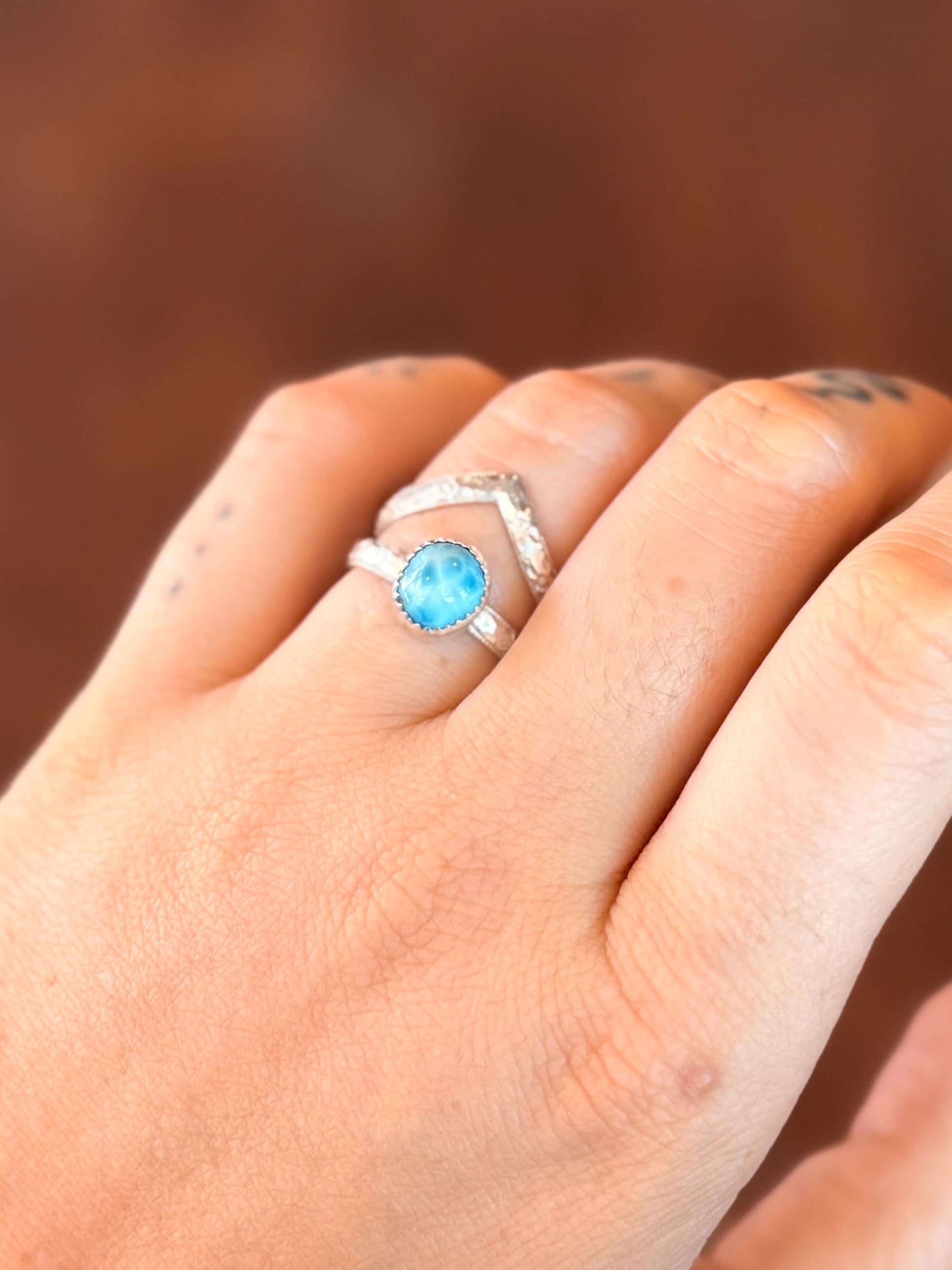 Green Tourmaline Stacking Ring Set size 6