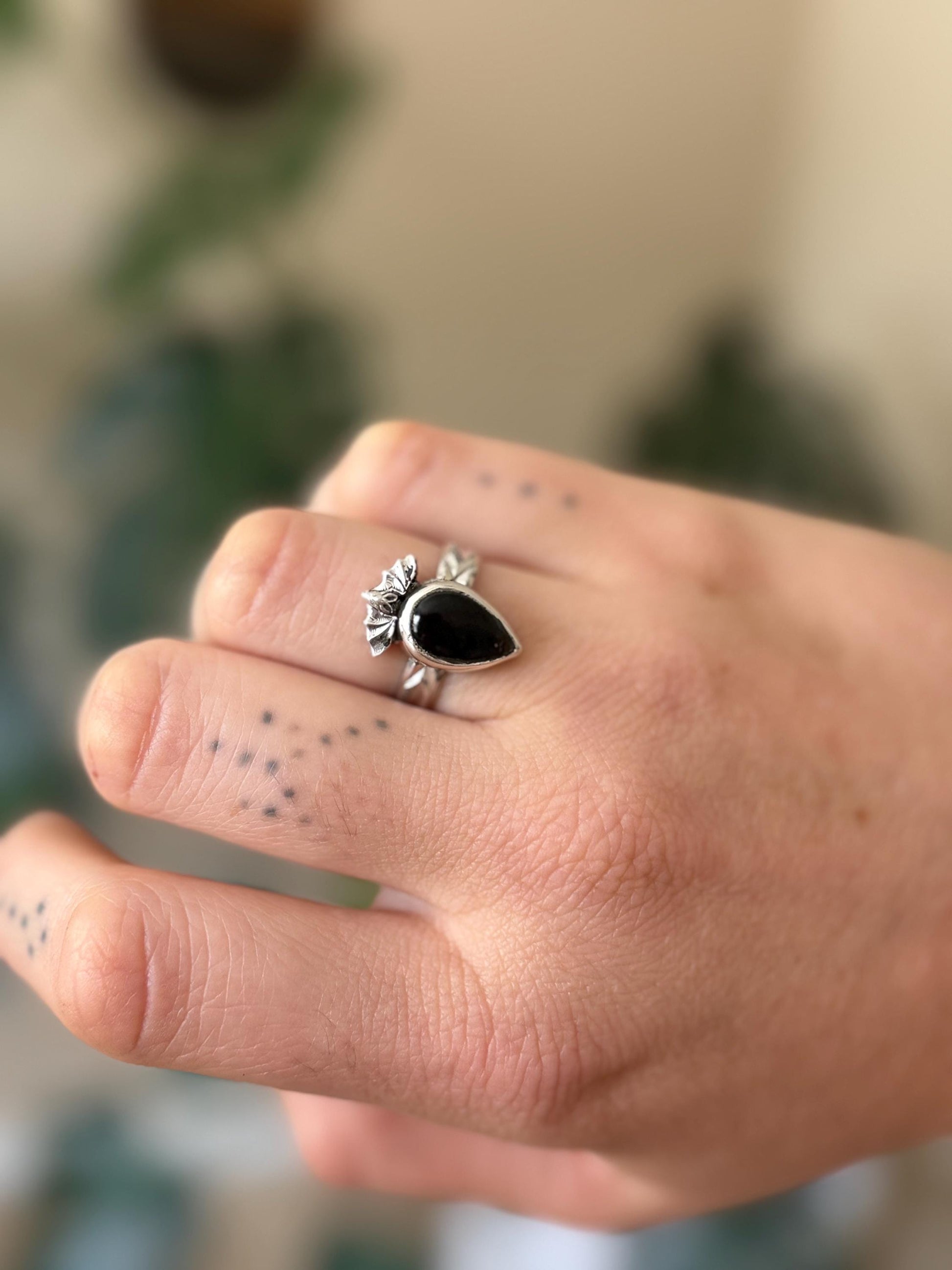 A Little Batty Onyx Ring size 7