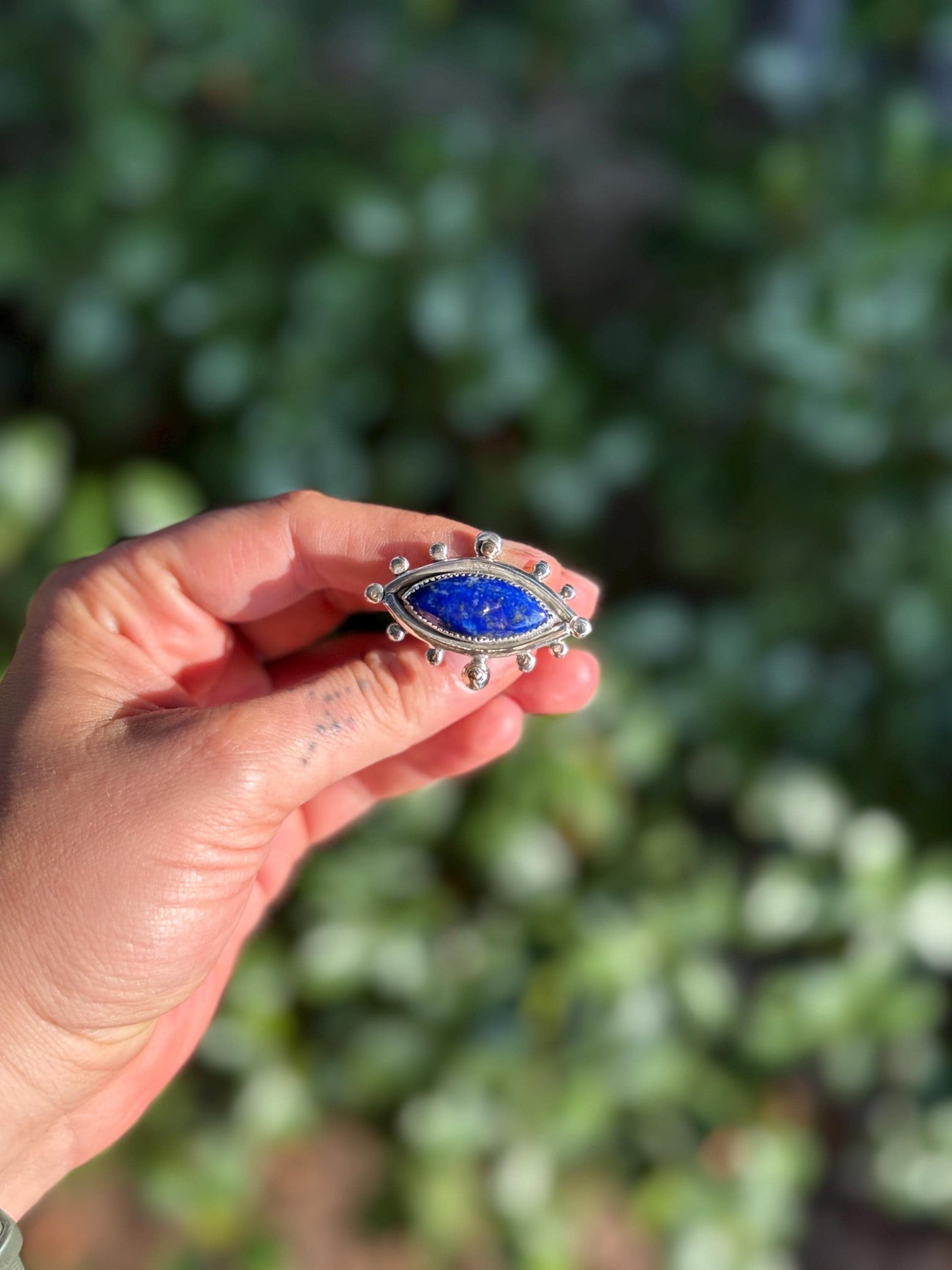 Lapis Empress Ring in Silver and 14k Gold size 8