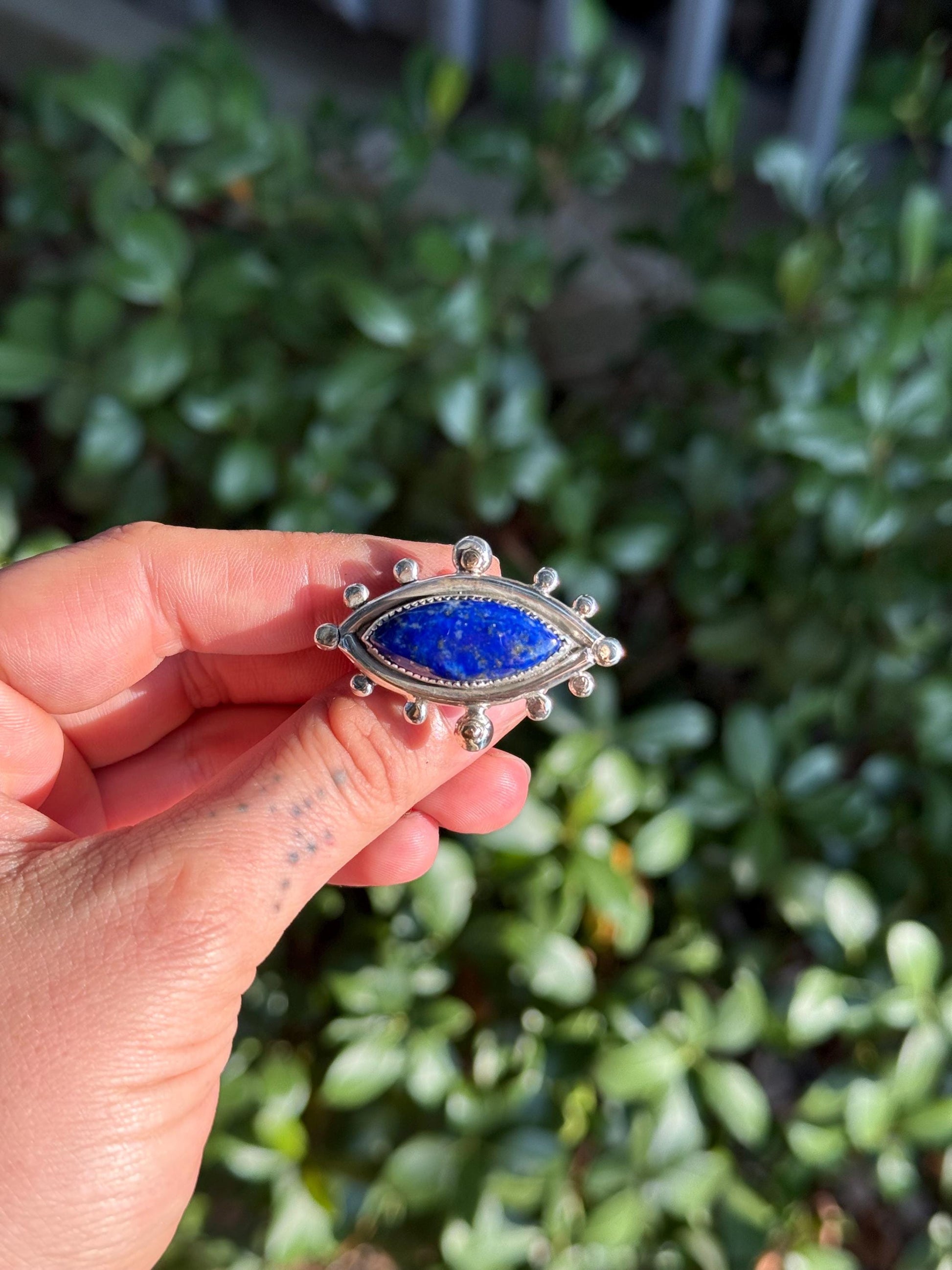 Lapis Empress Ring in Silver and 14k Gold size 8