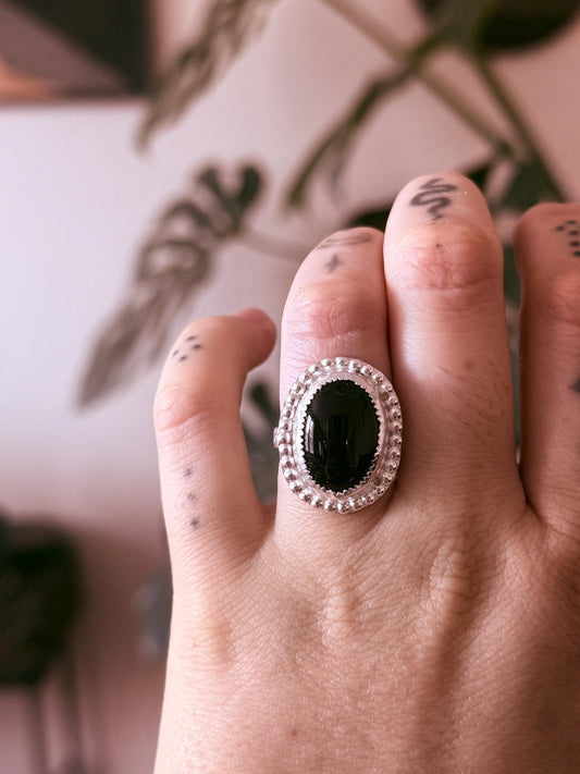 Southwestern Onyx Ring size 6.5 in silver