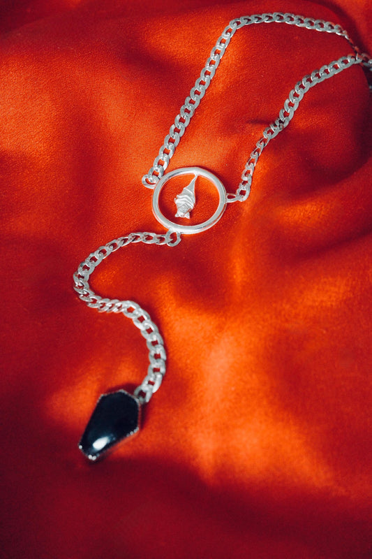O-Ring Bat Choker with Onyx Coffin Lariat
