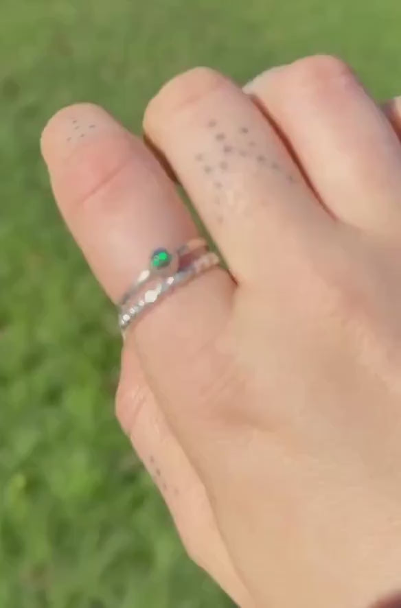 Black Opal Stacking Rings • Sterling black opal ring • size 5 to 9