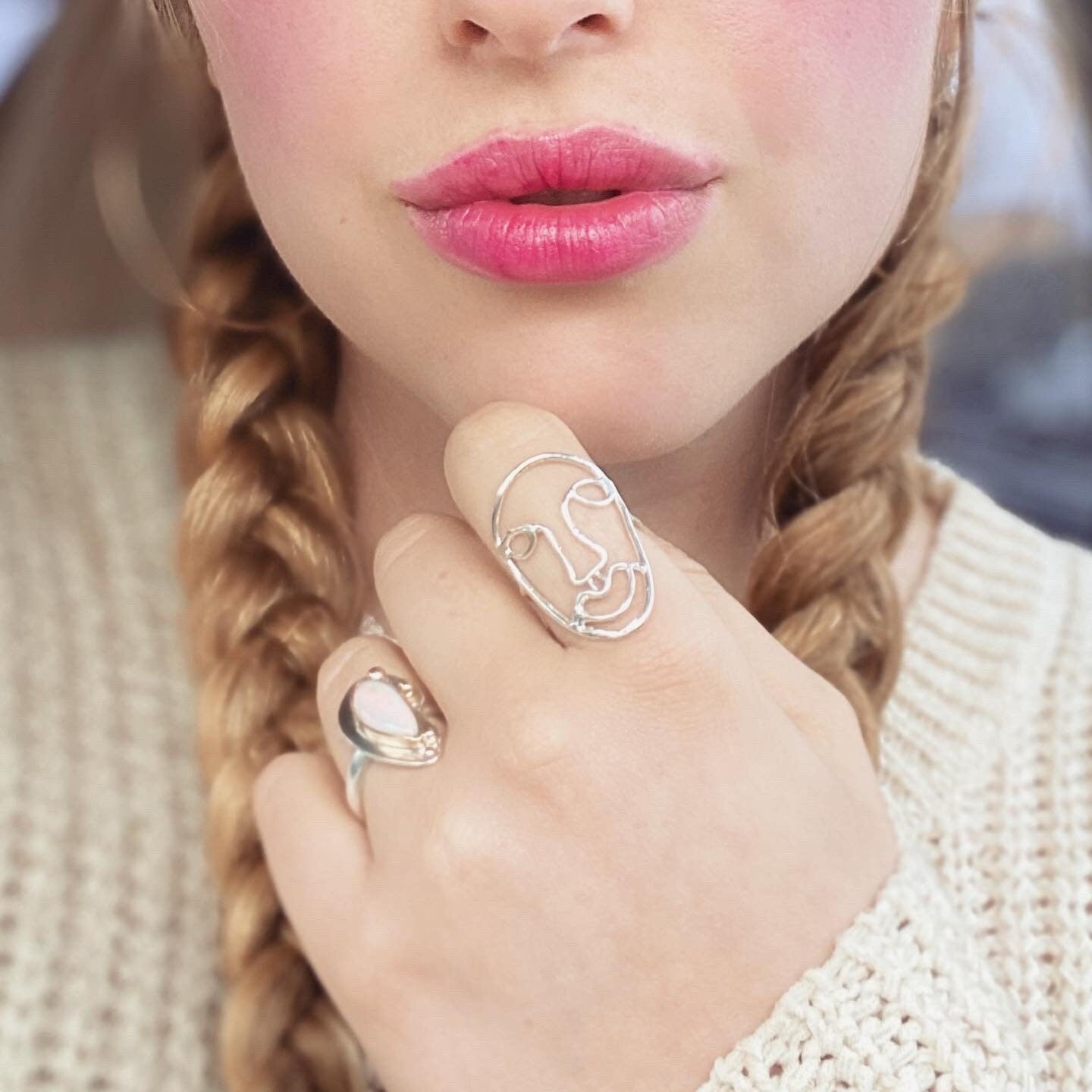 The Mask She Wears Ring in sterling silver • Made to order in your size