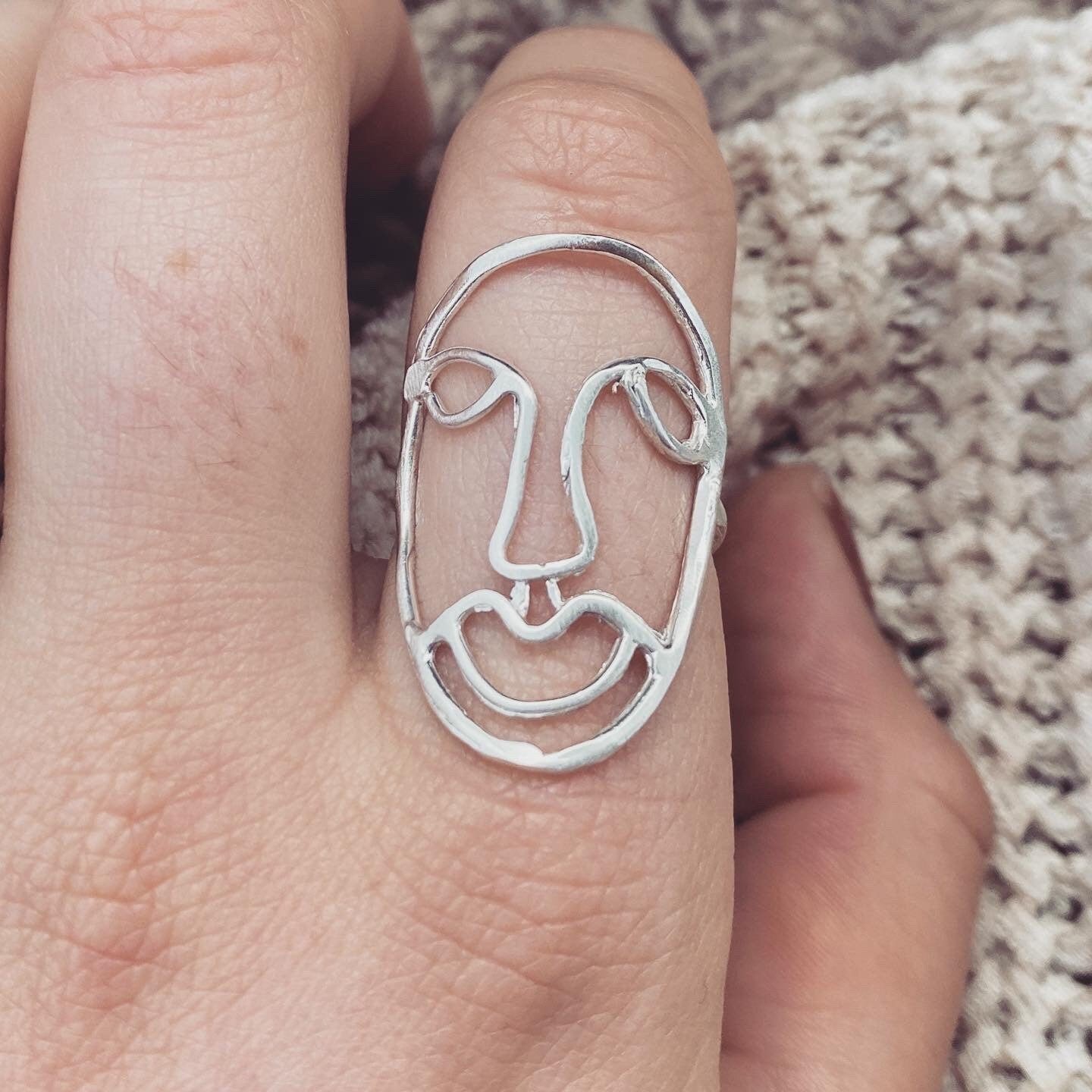 The Mask She Wears Ring in sterling silver • Made to order in your size