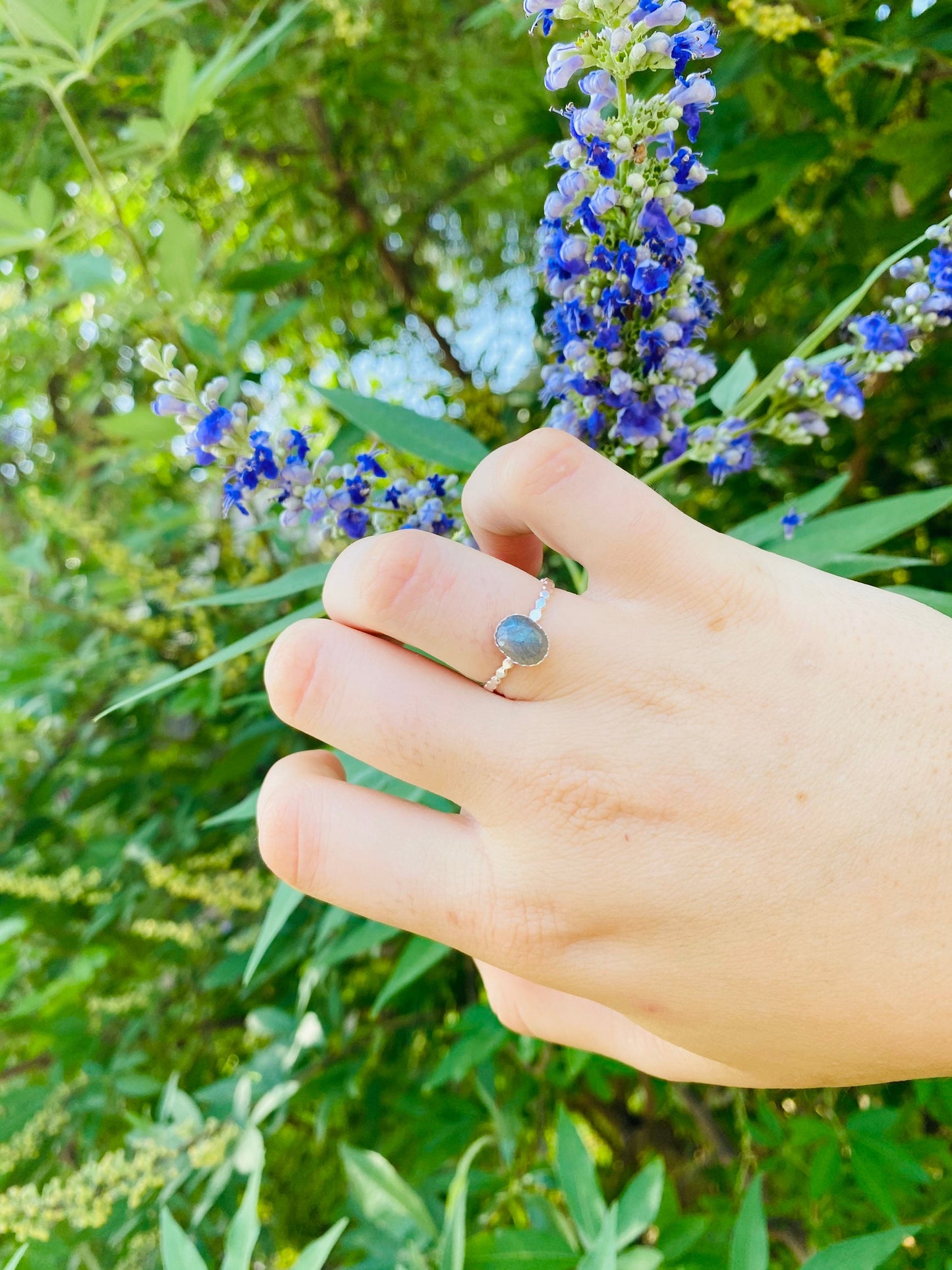 Rose Cut Labradorite Stackable Ring • Sterling silver • All sizes available