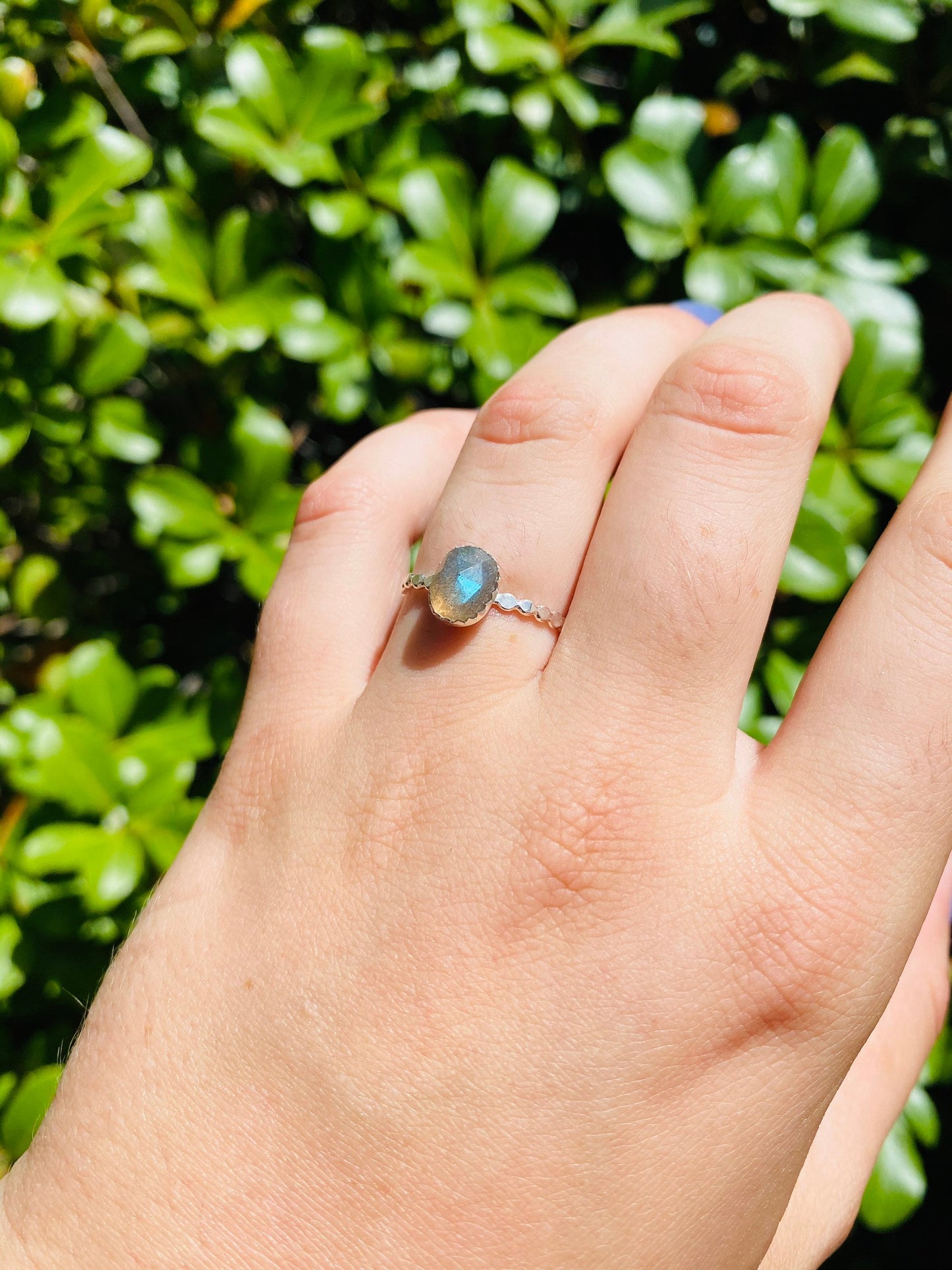 Rose Cut Labradorite Stackable Ring • Sterling silver • All sizes available