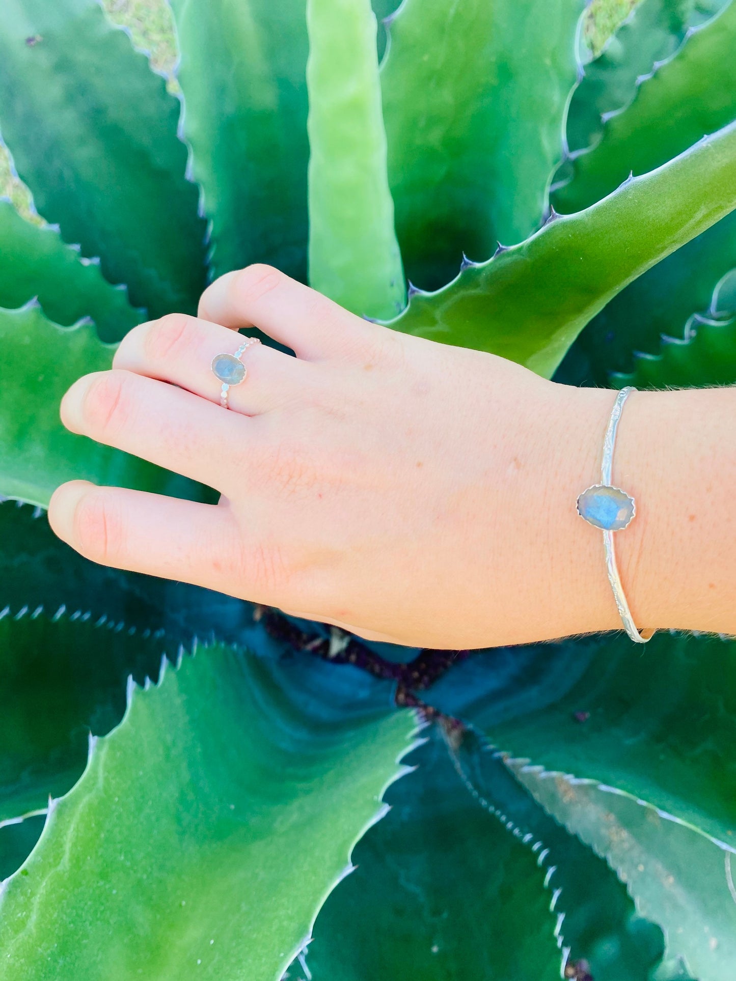 Rose Cut Labradorite Stackable Ring • Sterling silver • All sizes available
