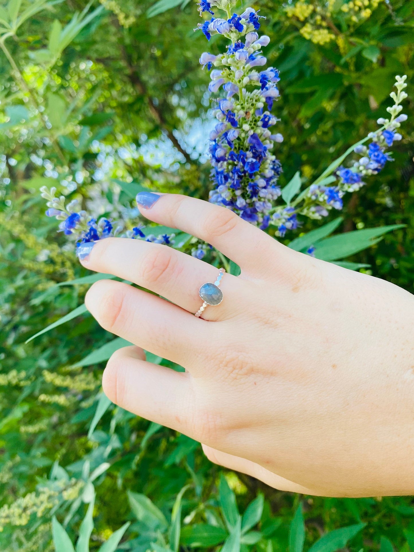 Rose Cut Labradorite Stackable Ring • Sterling silver • All sizes available