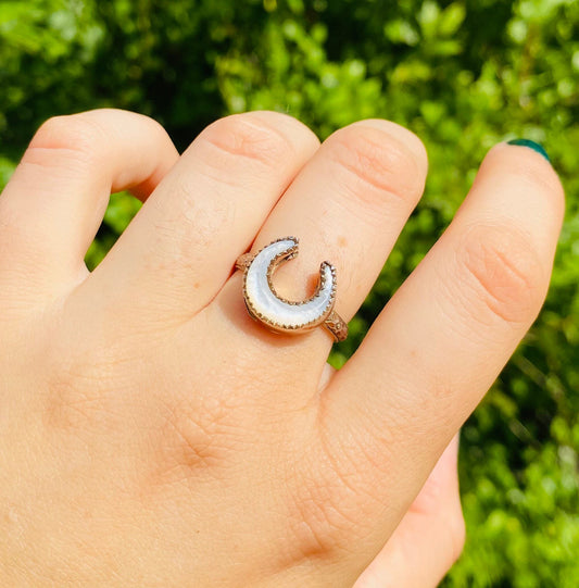 Mother of Pearl ring • Sterling Silver • Made to order in your size