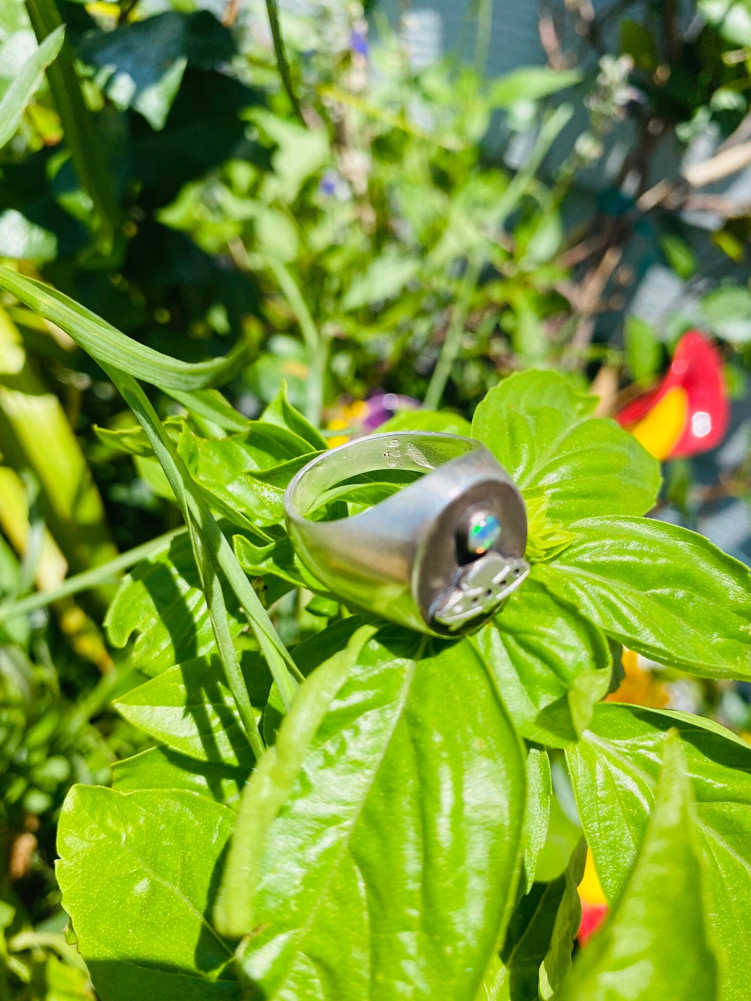 Made to Order Unisex UFO Ring with Ethiopian Opal Moon
