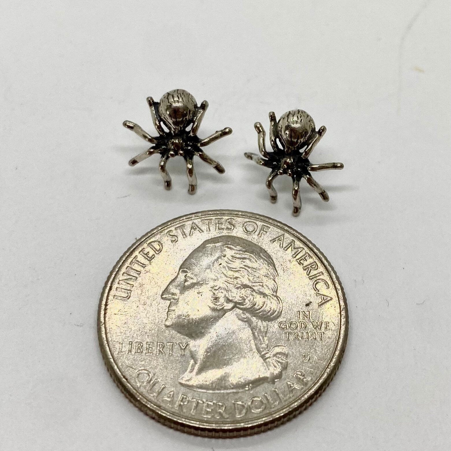 Spidey Senses • Sterling Spider Studs • realistic spider jewelry