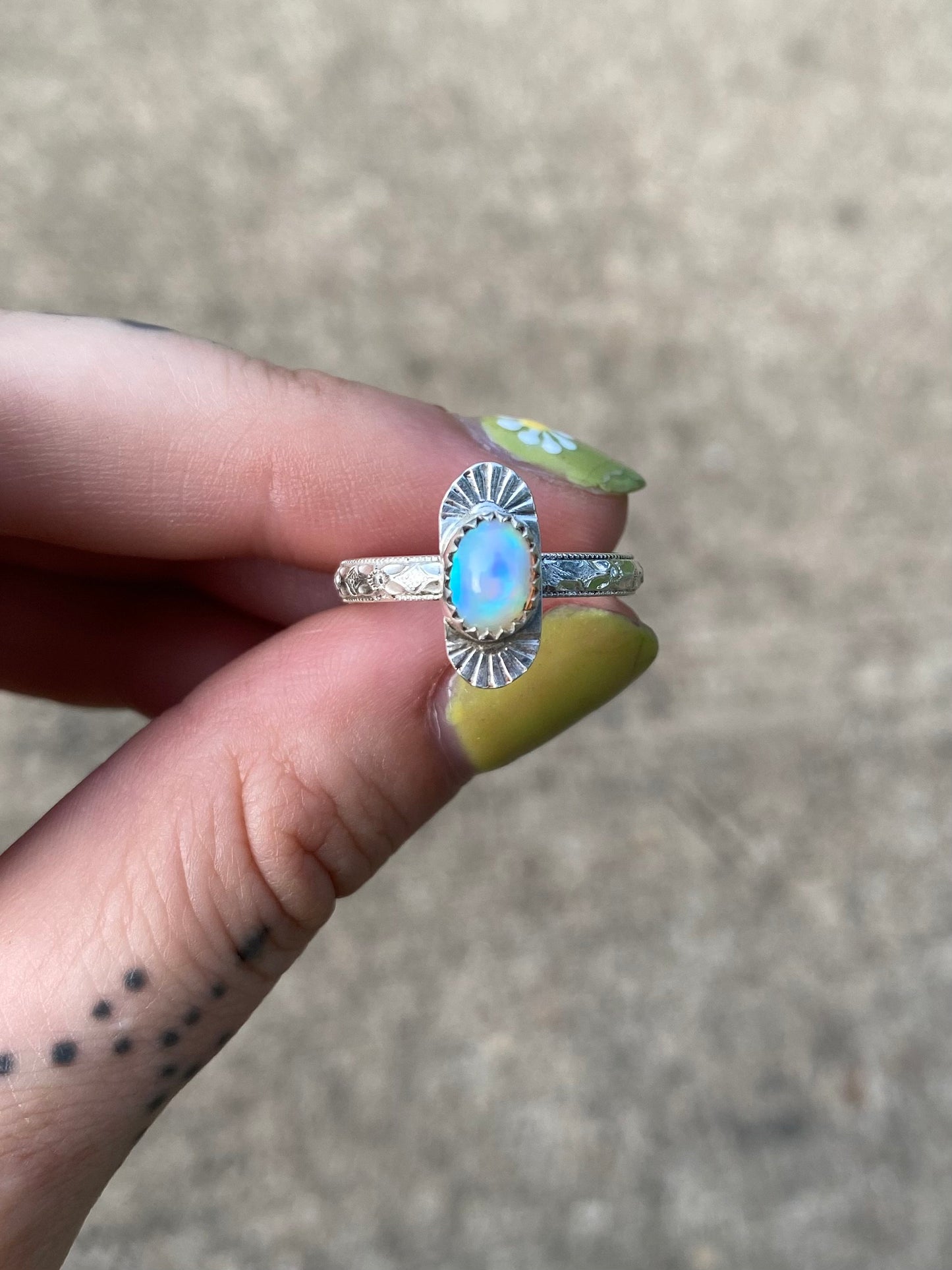Rise Ring with Welo Opal • Unique Sterling Silver Opal Ring