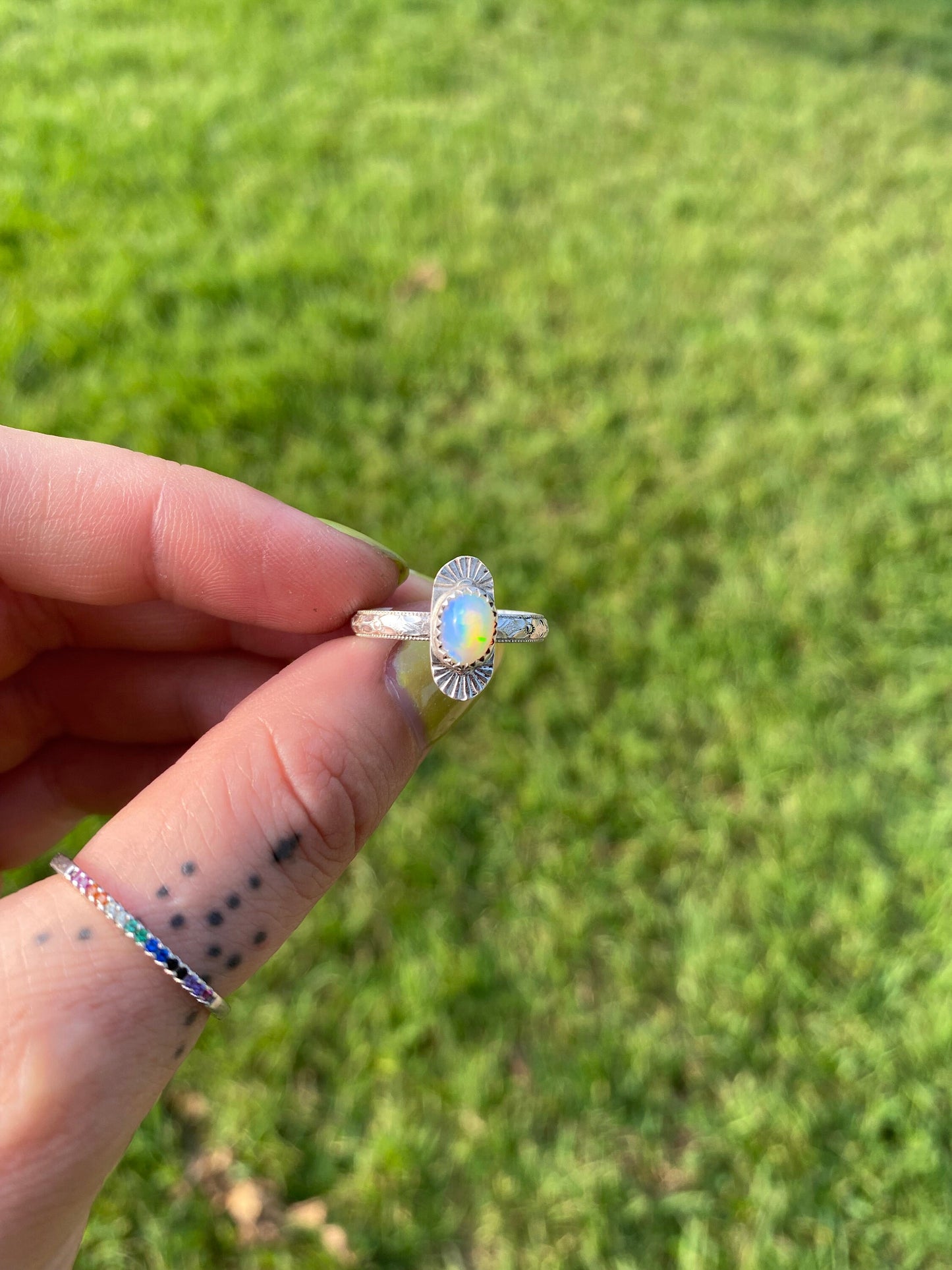 Rise Ring with Welo Opal • Unique Sterling Silver Opal Ring