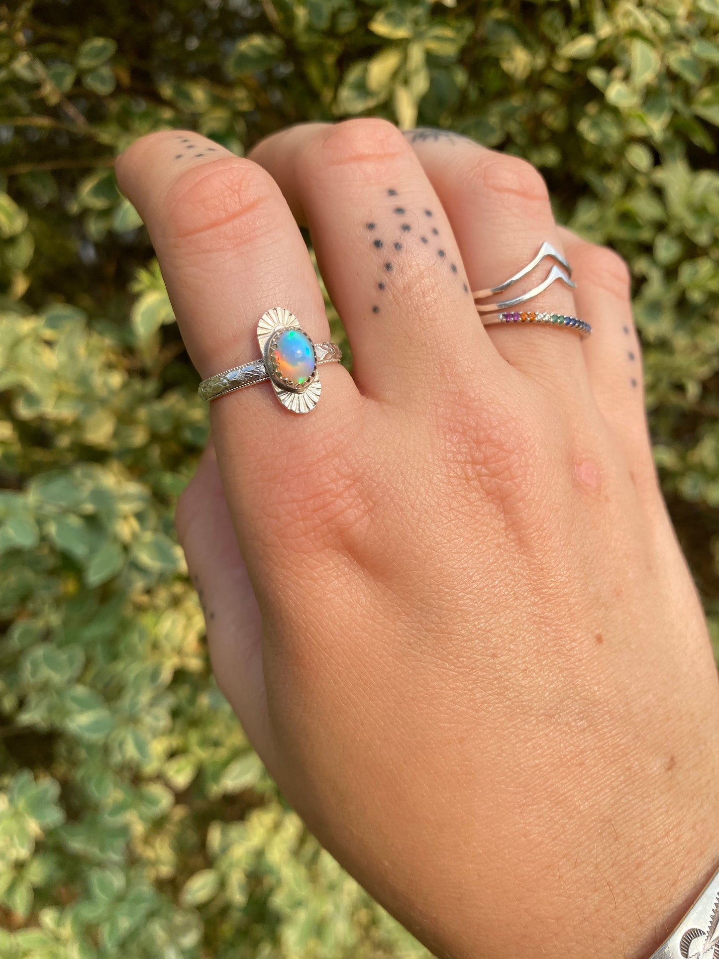 Rise Ring with Welo Opal • Unique Sterling Silver Opal Ring