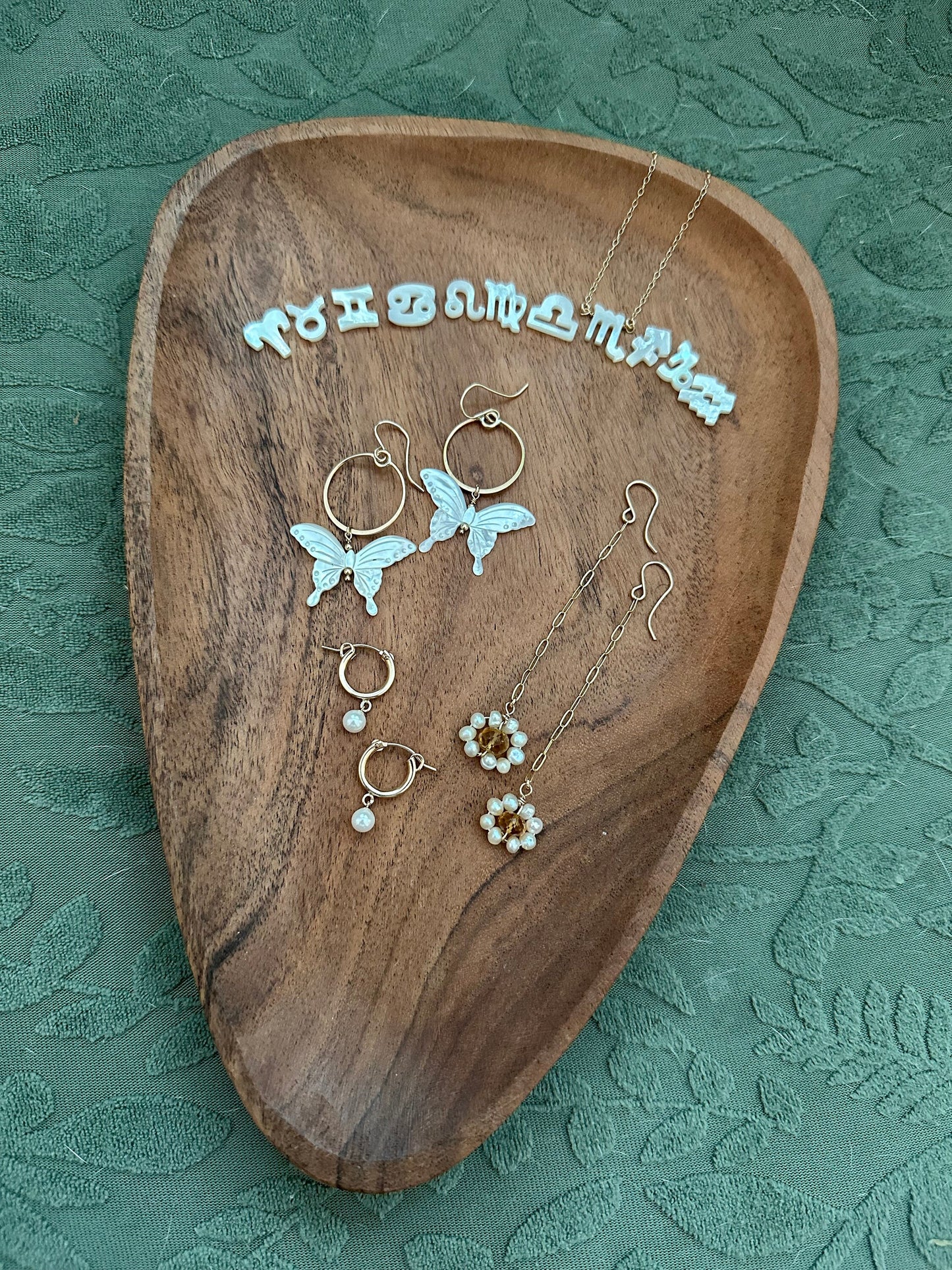 Mother of Pearl Zodiac Choker • Zodiac necklace • gold zodiac necklace