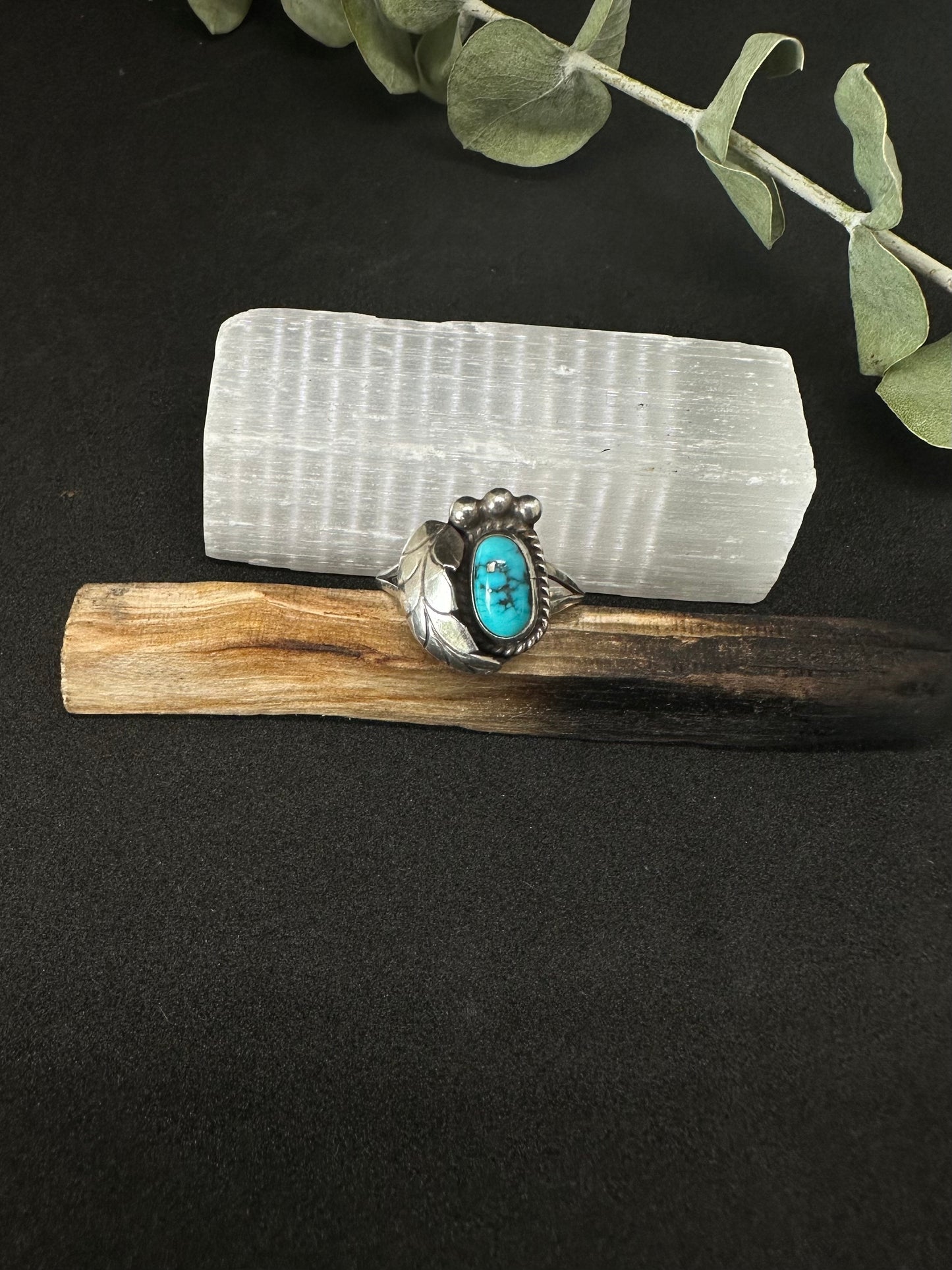 Vintage Turquoise Feather Ring
