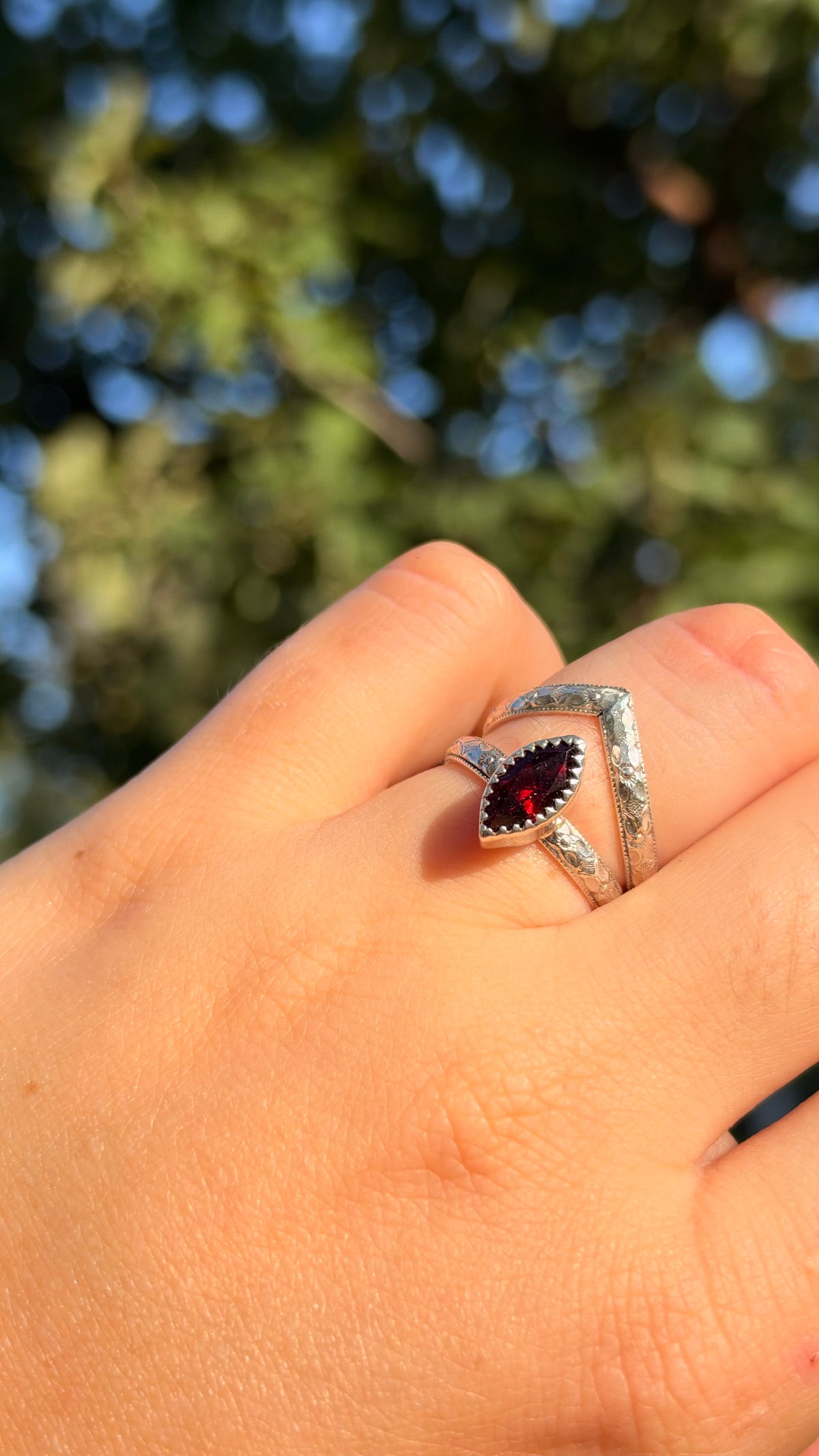 Marquise Garnet stacking set size 6